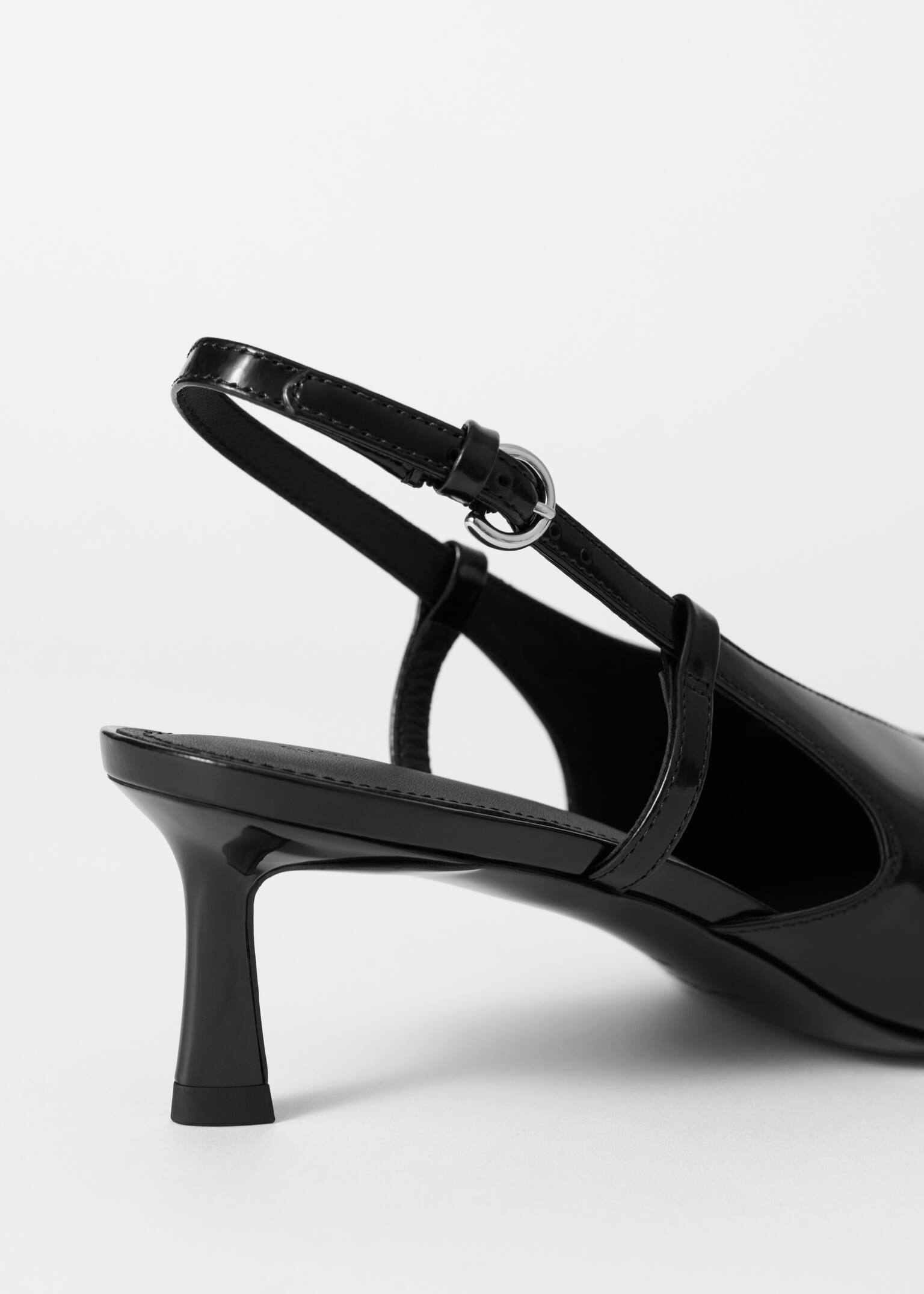 Klassiske slingback-pumps i læder - Sort/Brun - 2