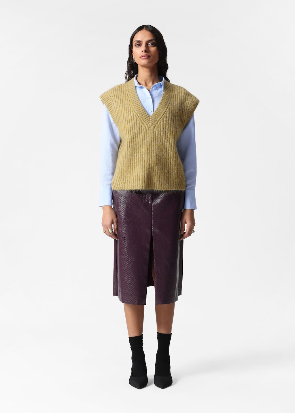 Image of Knitted Mohair-Blend V-Neck Vest