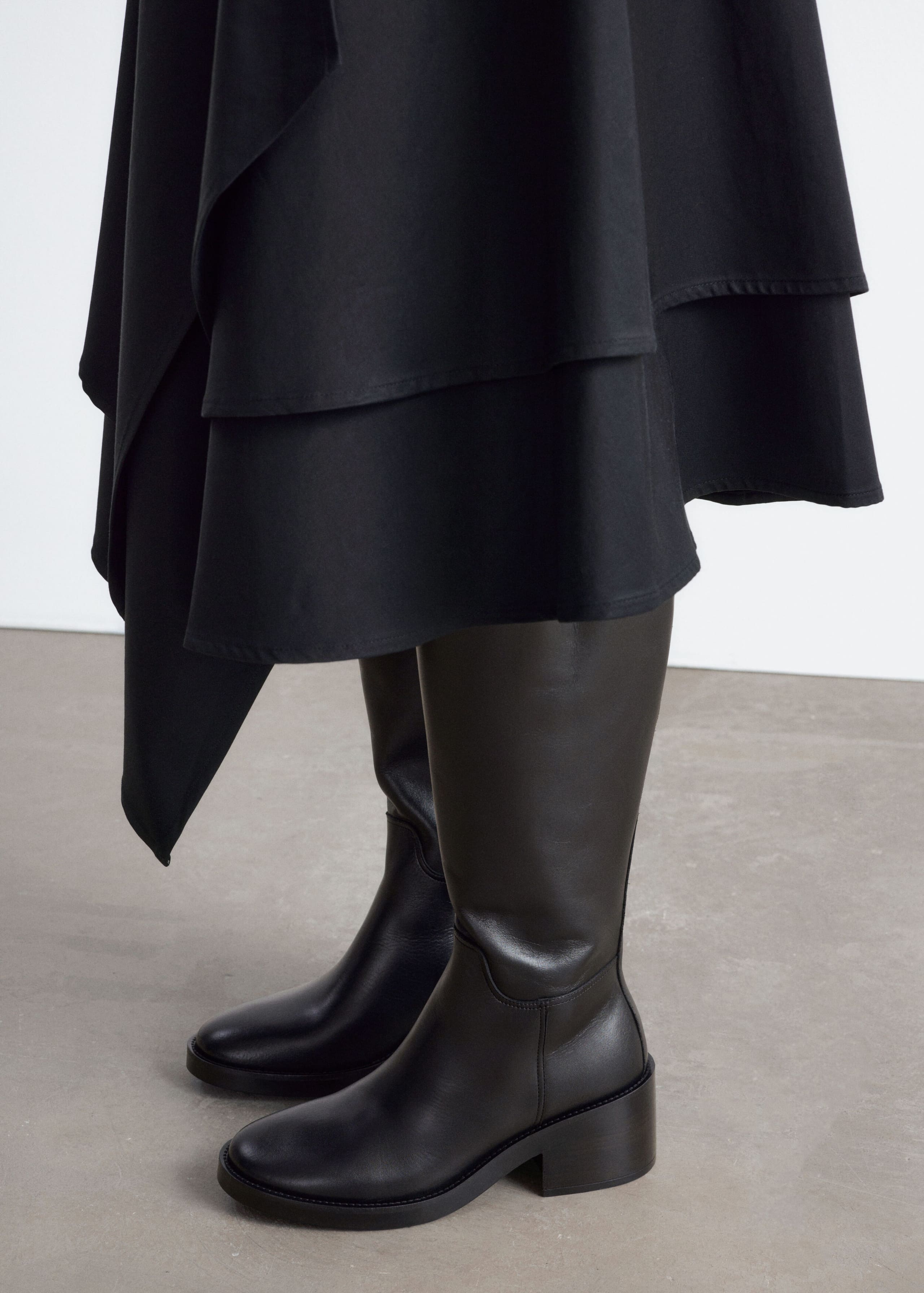 Knee-High Leather Boots - Black - Still Life
