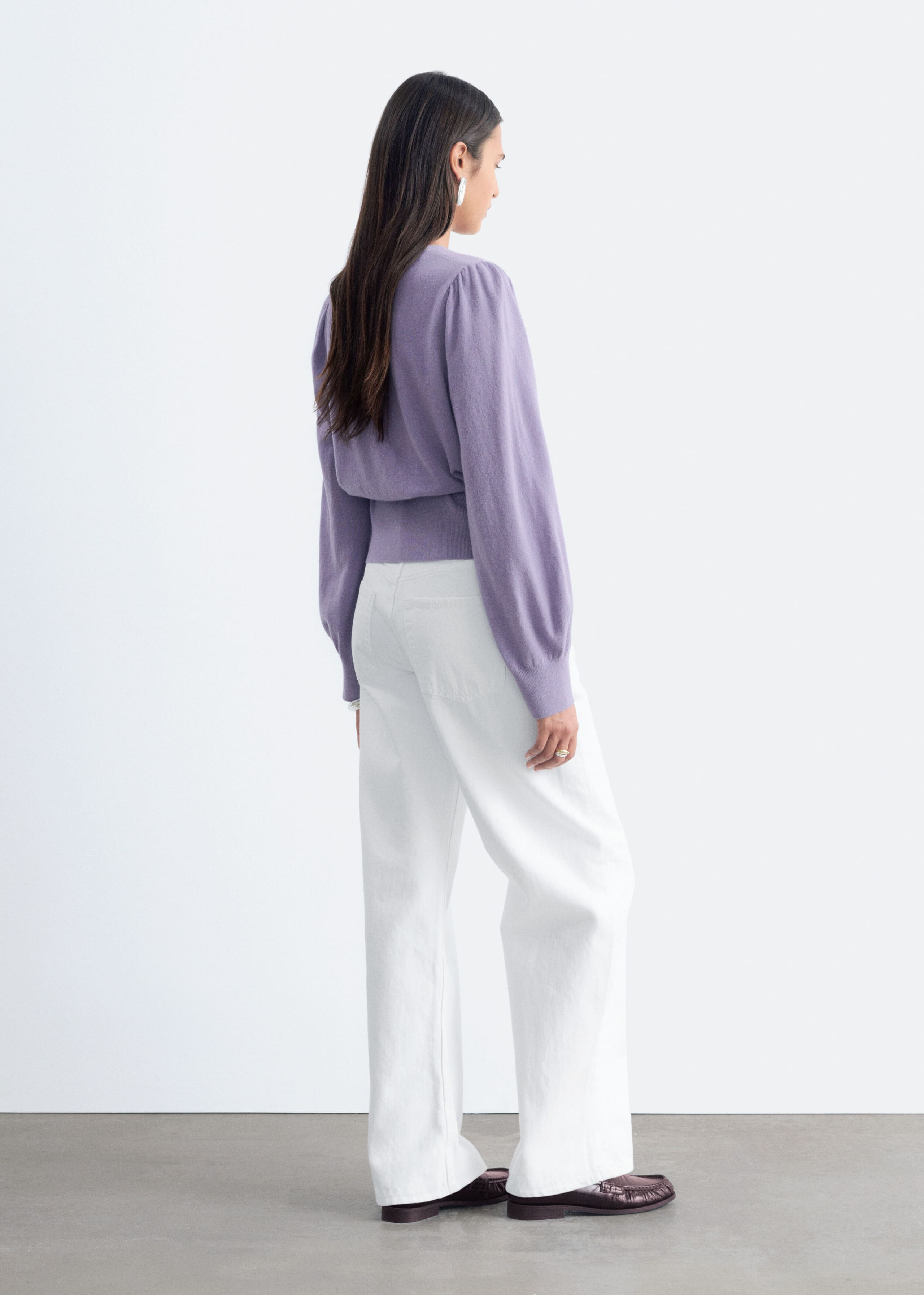 Merino Wool Wrap Cardigan - Blue Melange - Lookbook