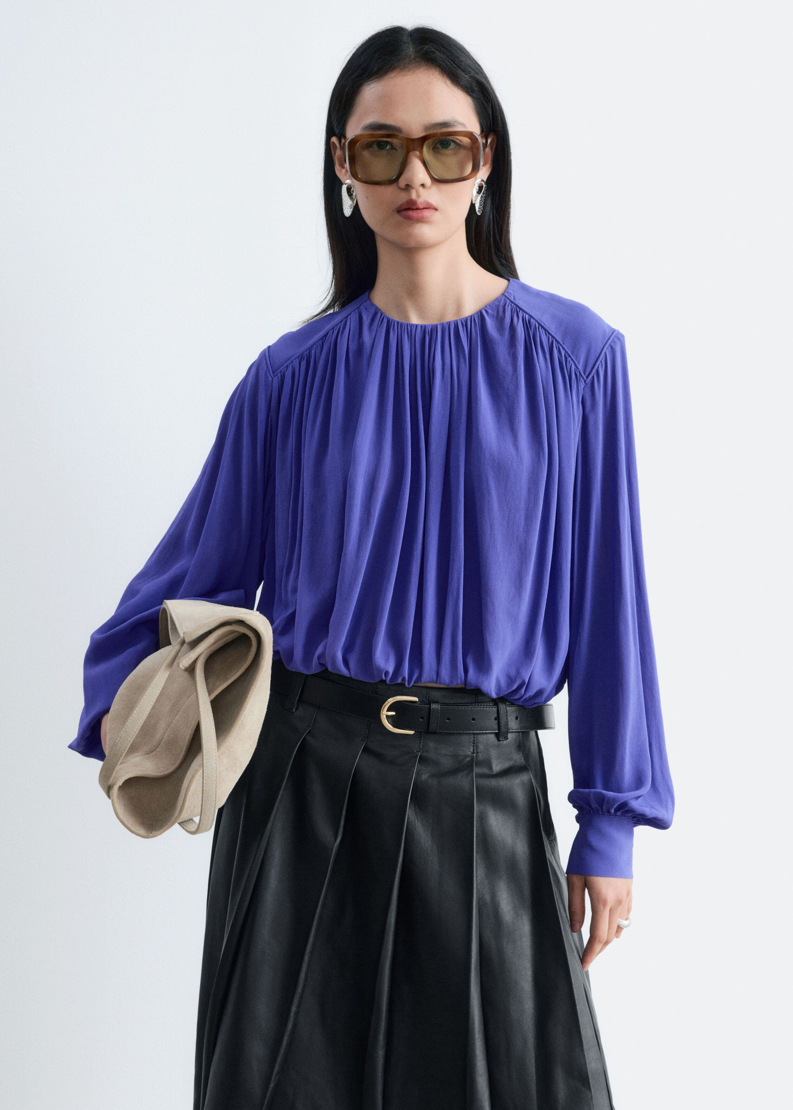 Blusa fruncida - Morado - Lookbook