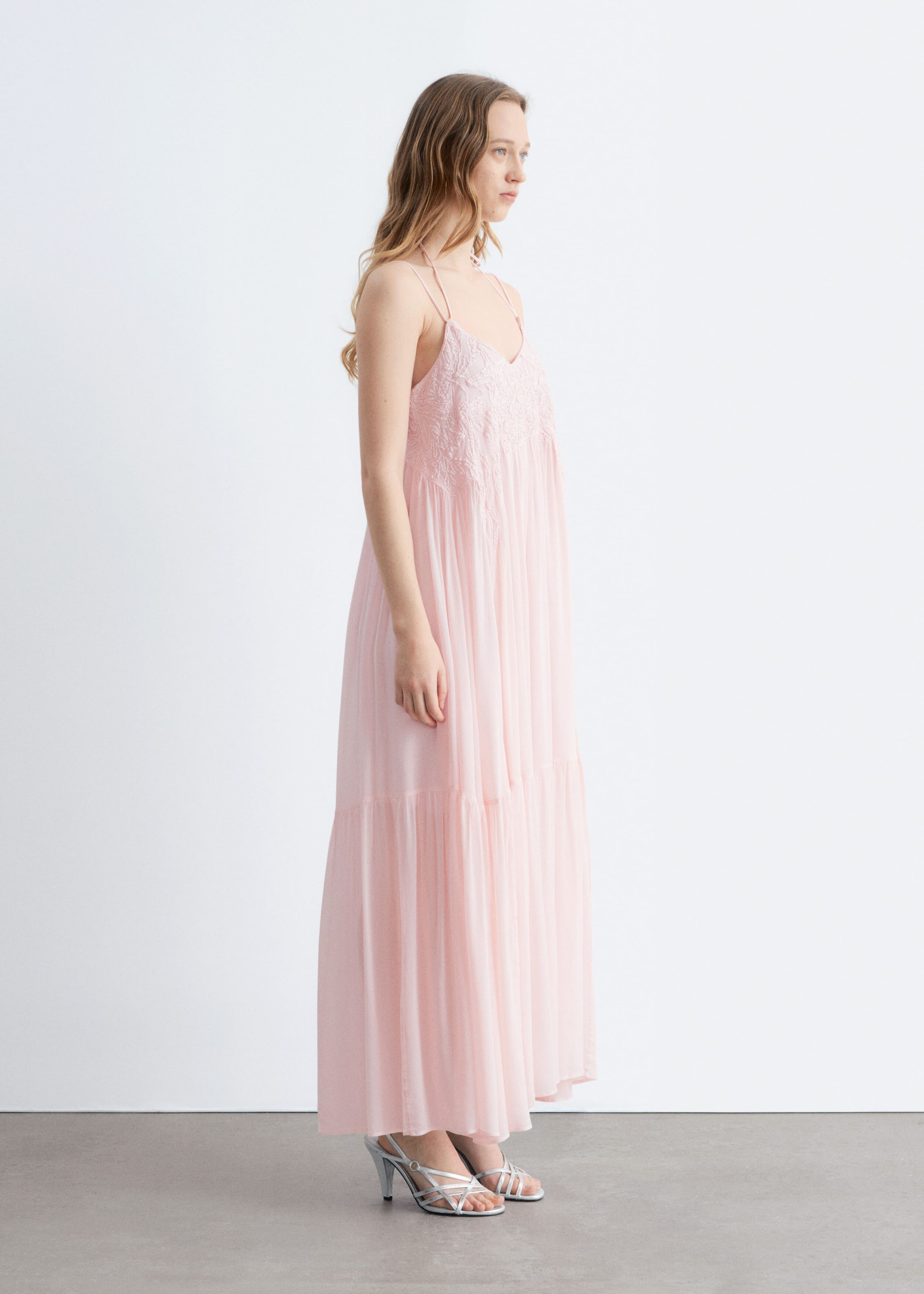 Image of Strappy Embroidered Maxi dress