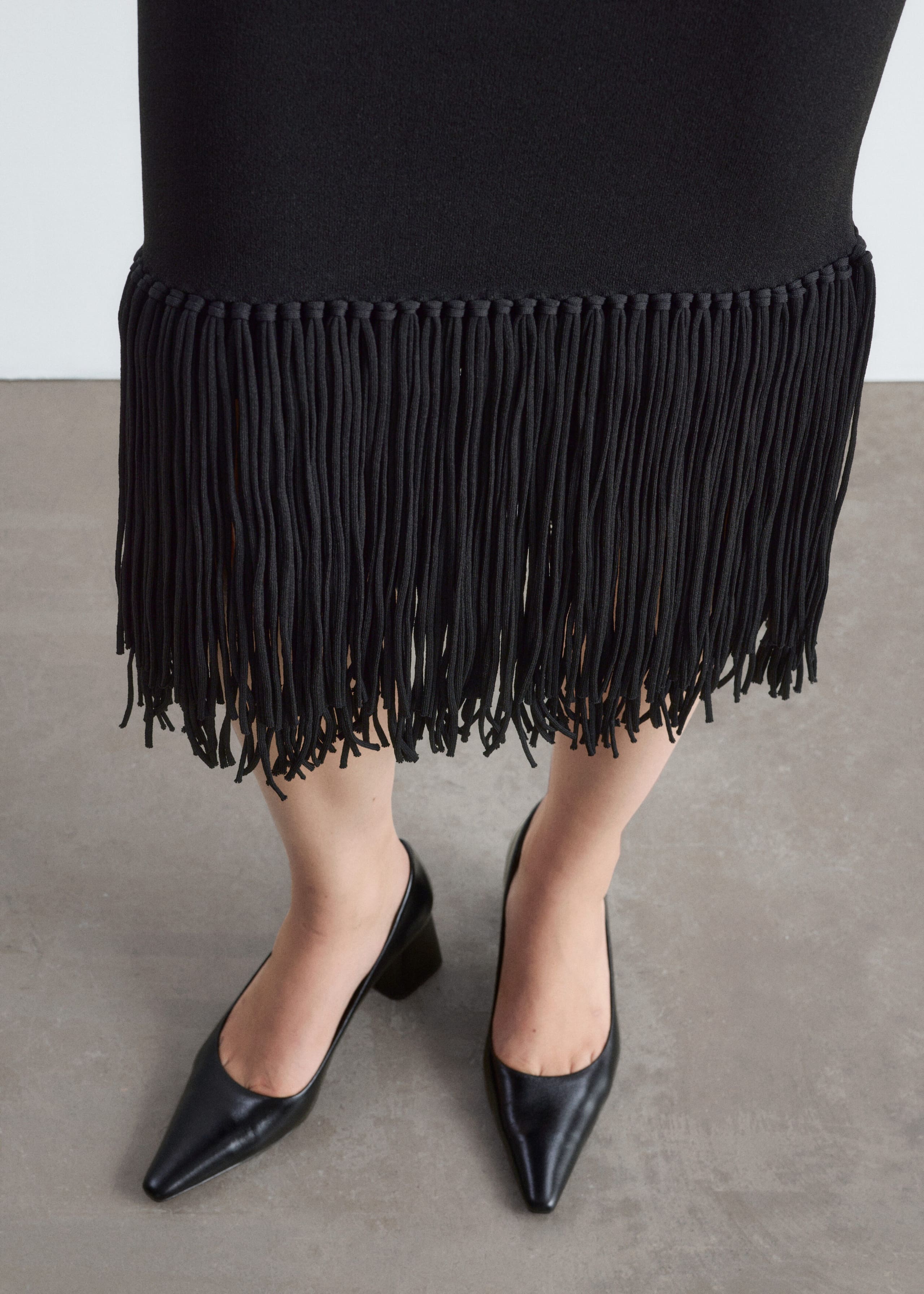 Fringed Midi Skirt - Black - Lookbook