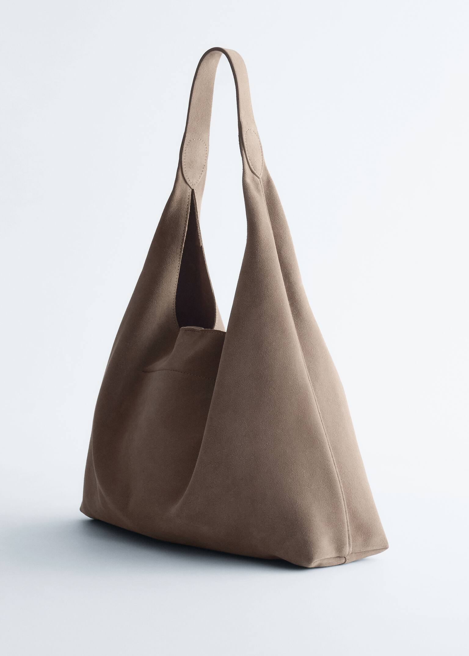 Large Suede Tote Bag - Taupe/Dark Red/Emerald Green/Brown/Dark grey/Rust/Burgundy suede/Green/Cognac/Light Blue - 3