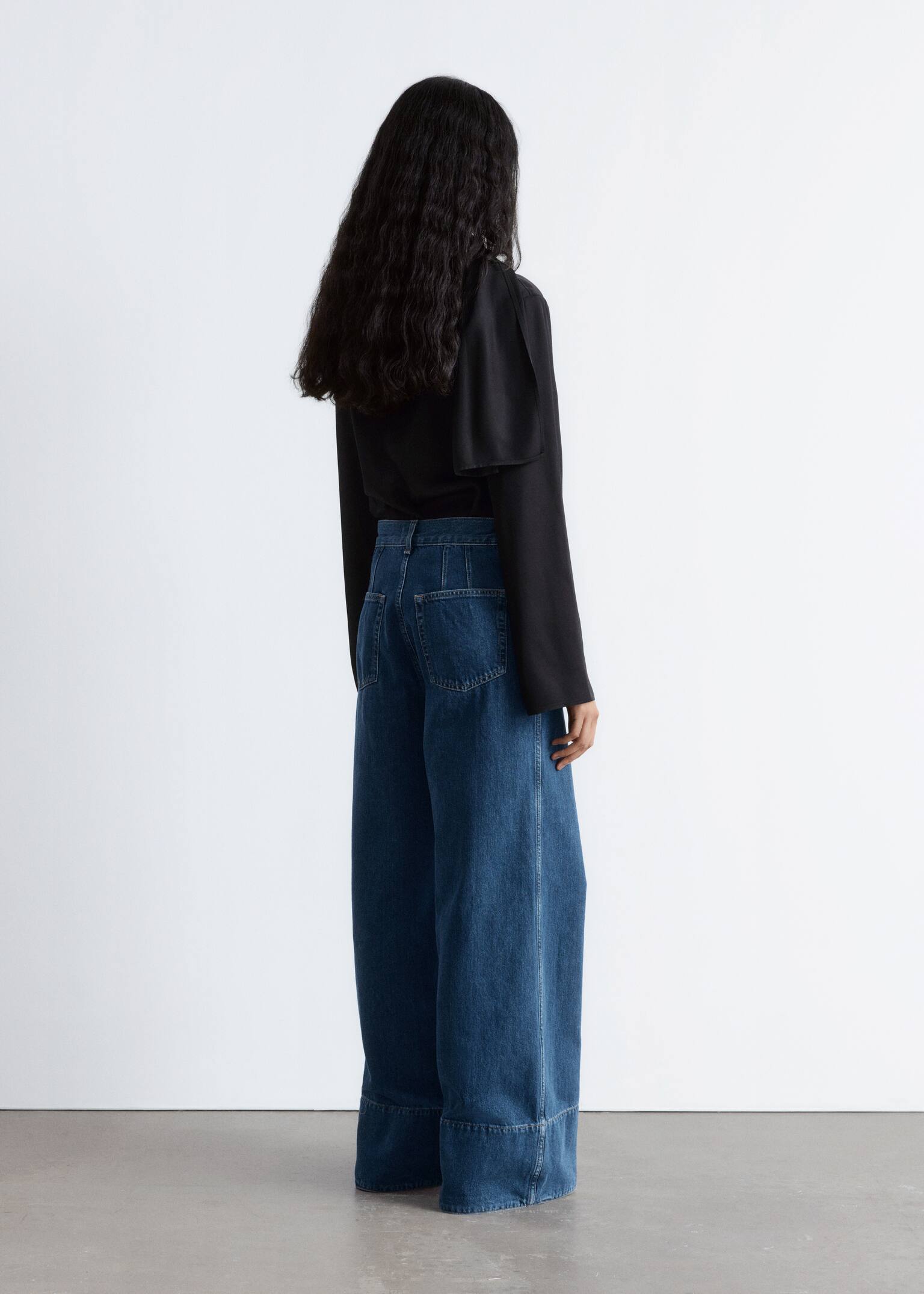 Hose mit weitem, langem Bein - Blau - 8