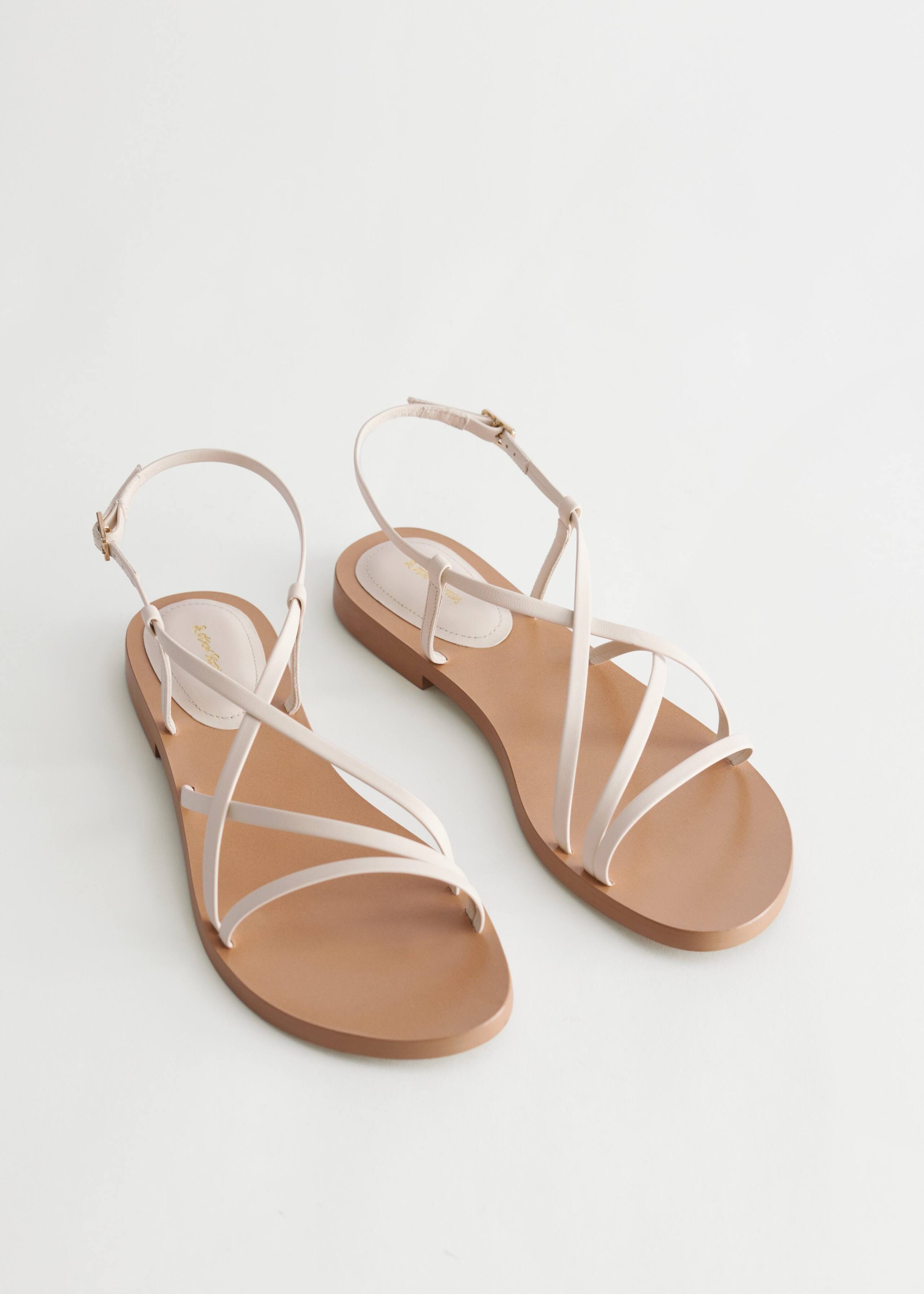 Strappy Leather Sandals - White - Bodegón