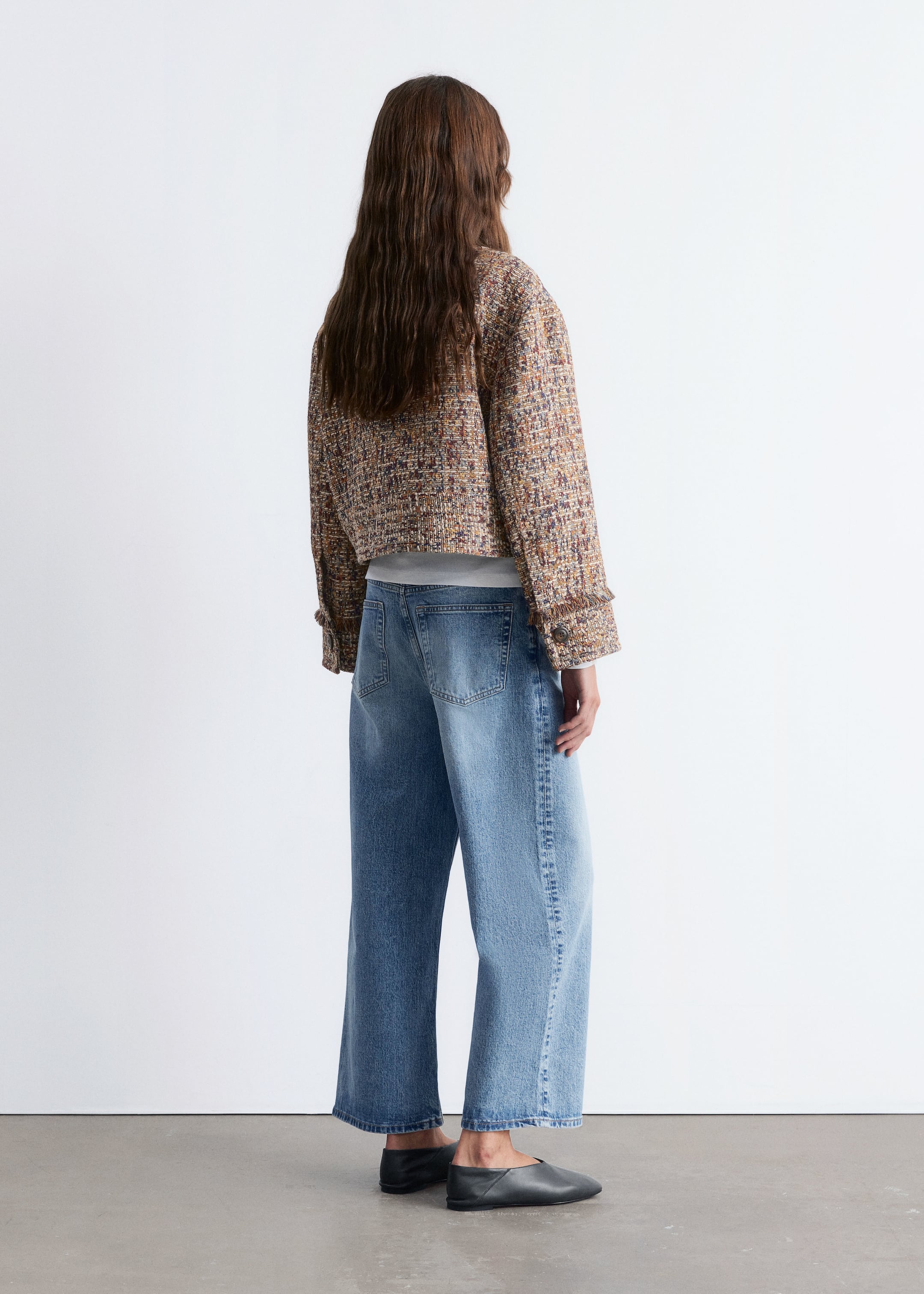 Grotere afbeelding bekijken: Cropped bouclé jasje - Gemêleerd patroon - DAMES | H&M BE 5