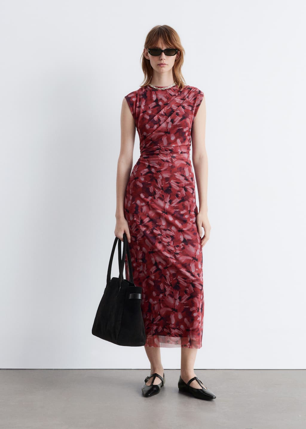 Image of Draped Sleeveless Midi Dress