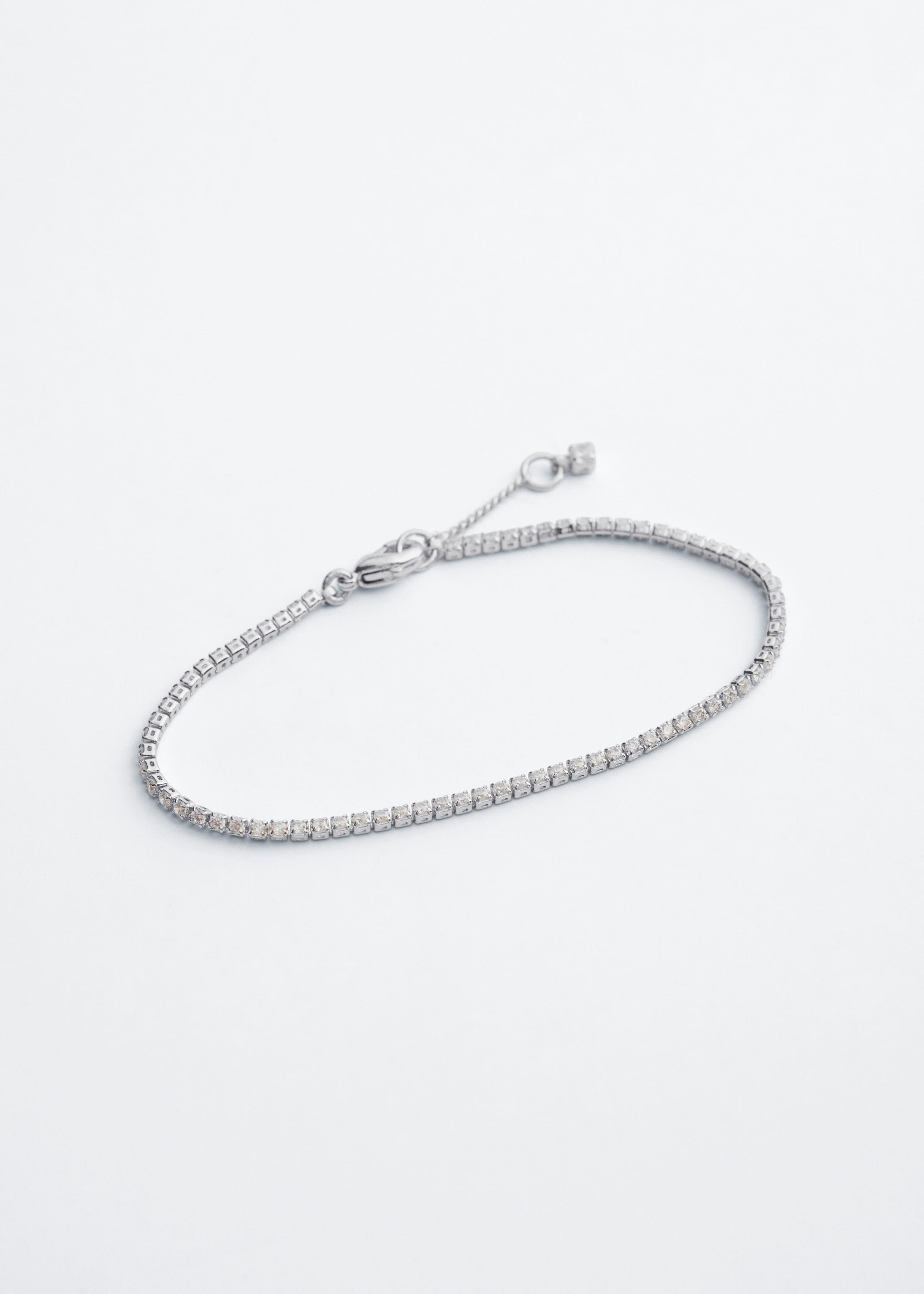 Rhinestone Chain Bracelet - Silver/White - Still Life