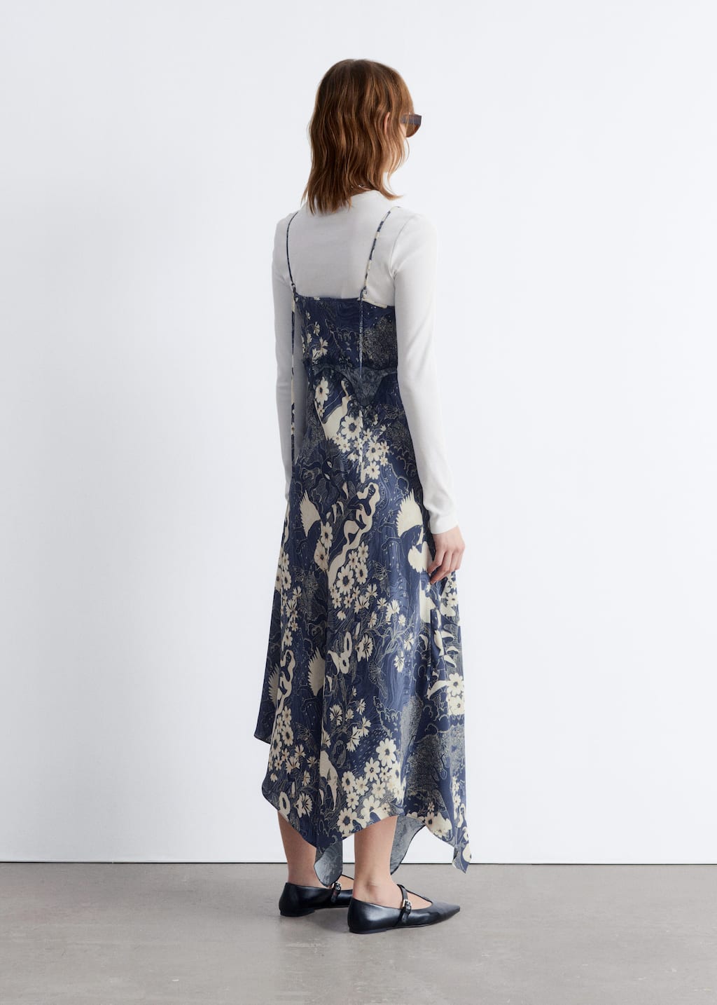 Image of Asymmetrical Satin Slip Midi Dress