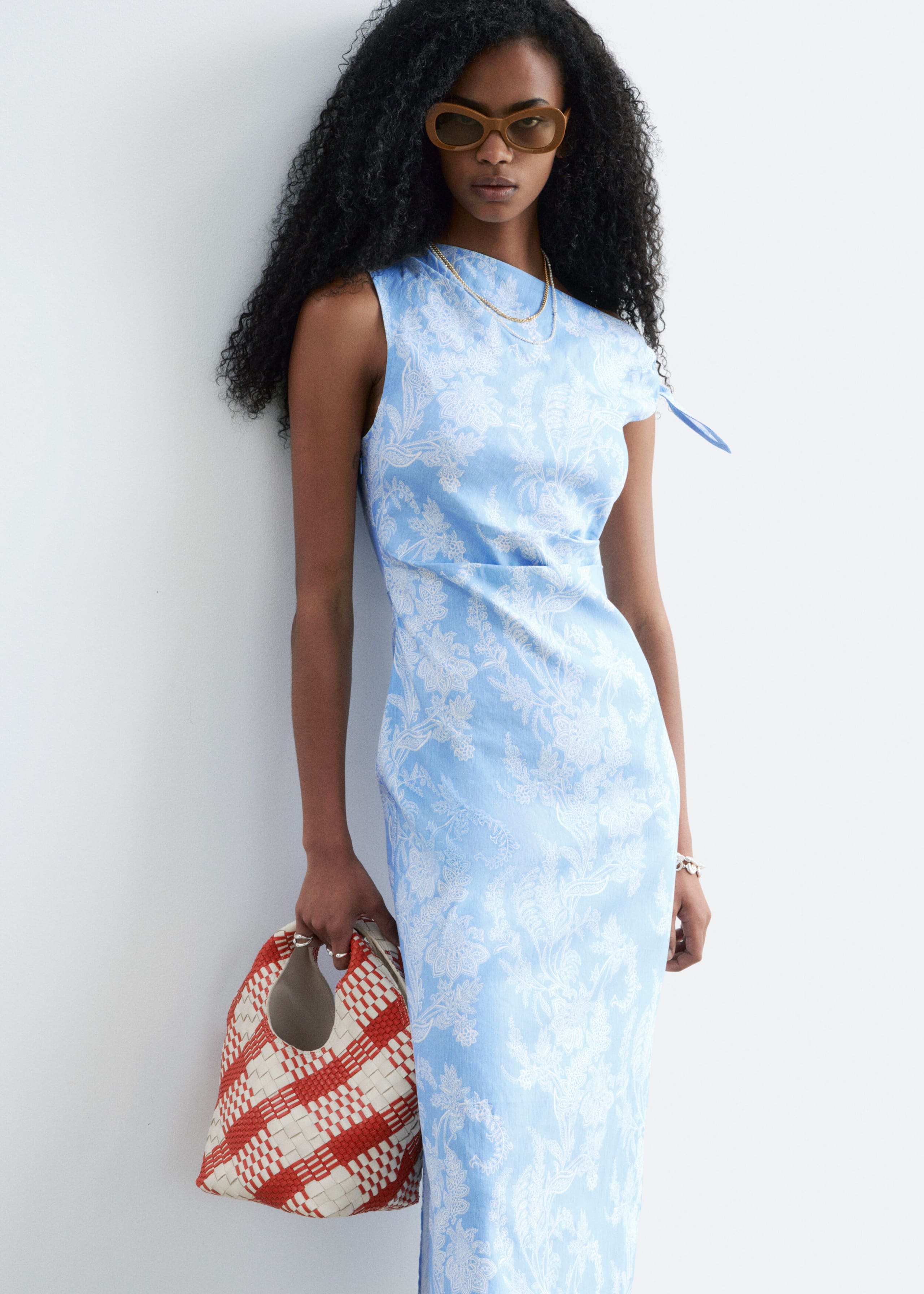 Image of Asymmetric Paisley Midi Dress