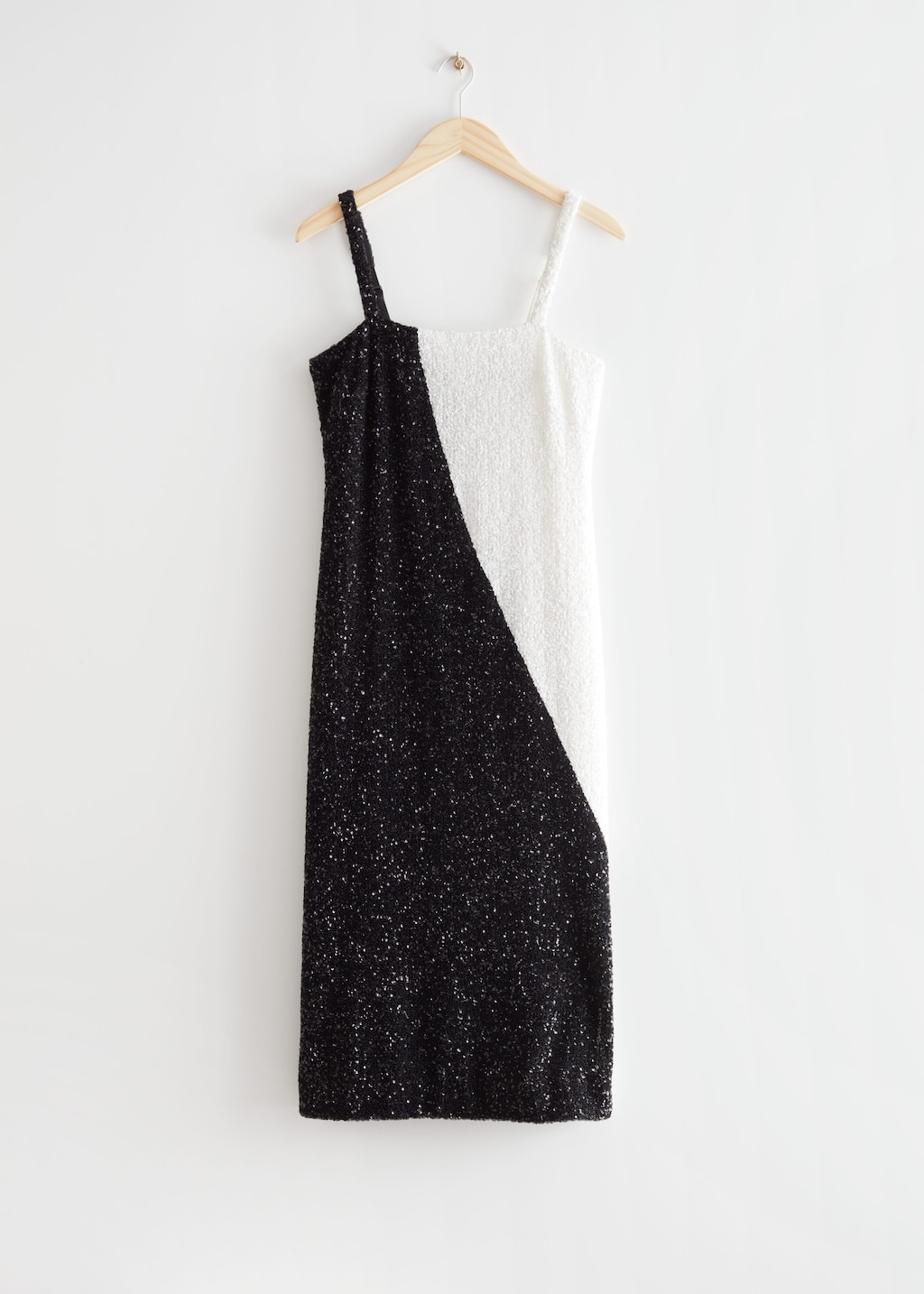 Strappy Sequin Midi Dress - Black/White - Bodegón