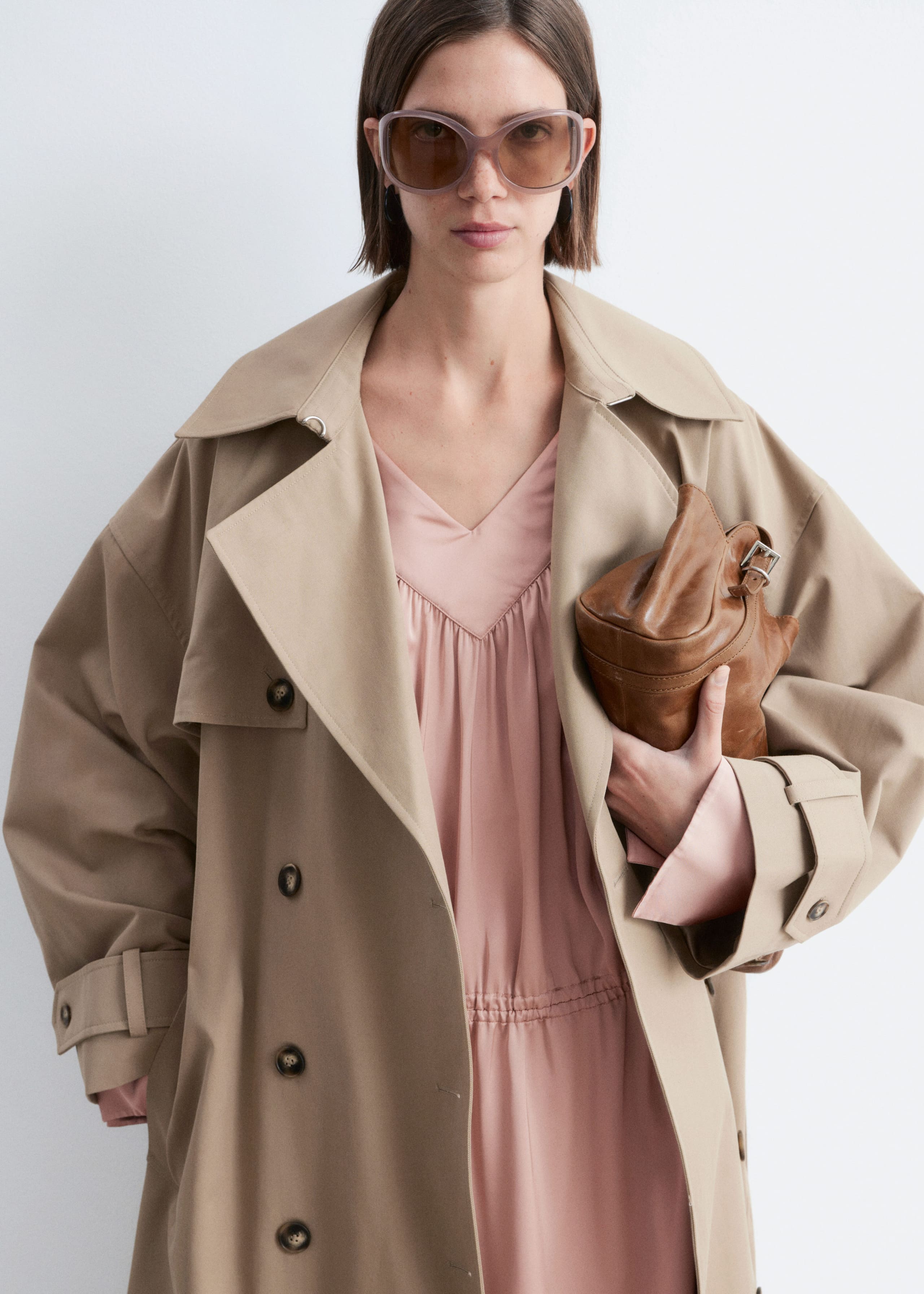 Image of Drawstring V-Neck Mini Dress