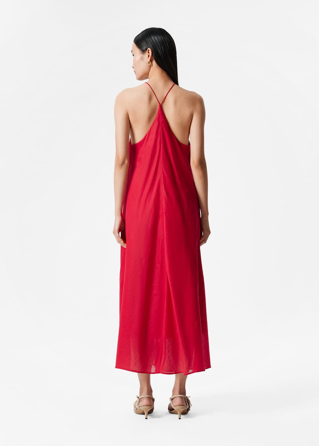 Robe midi sans manches à dos nu - Motifs floraux jaunes - Lookbook