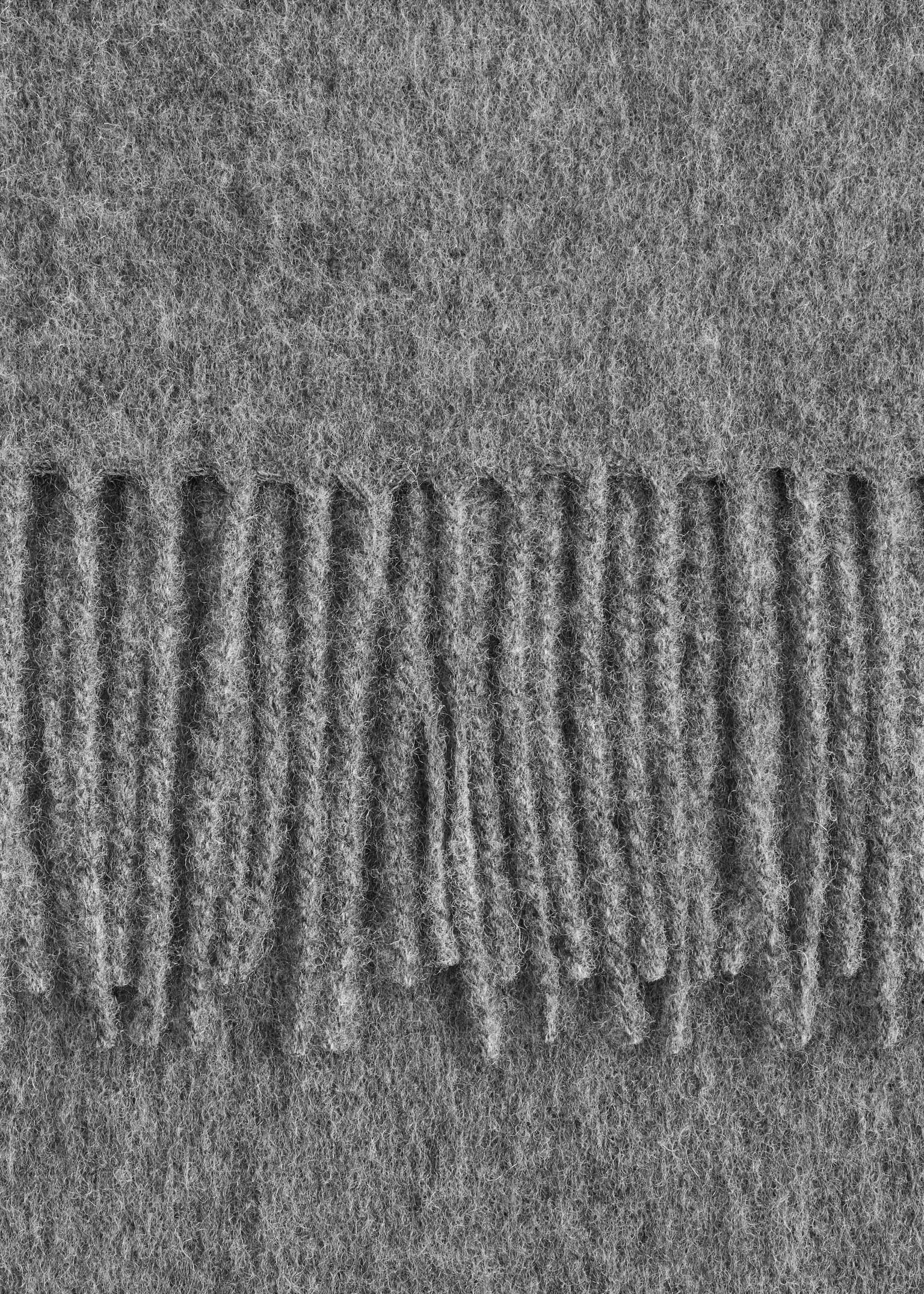 Fringed Wool Blanket Scarf - Gri/Crem/Light Yellow - 2