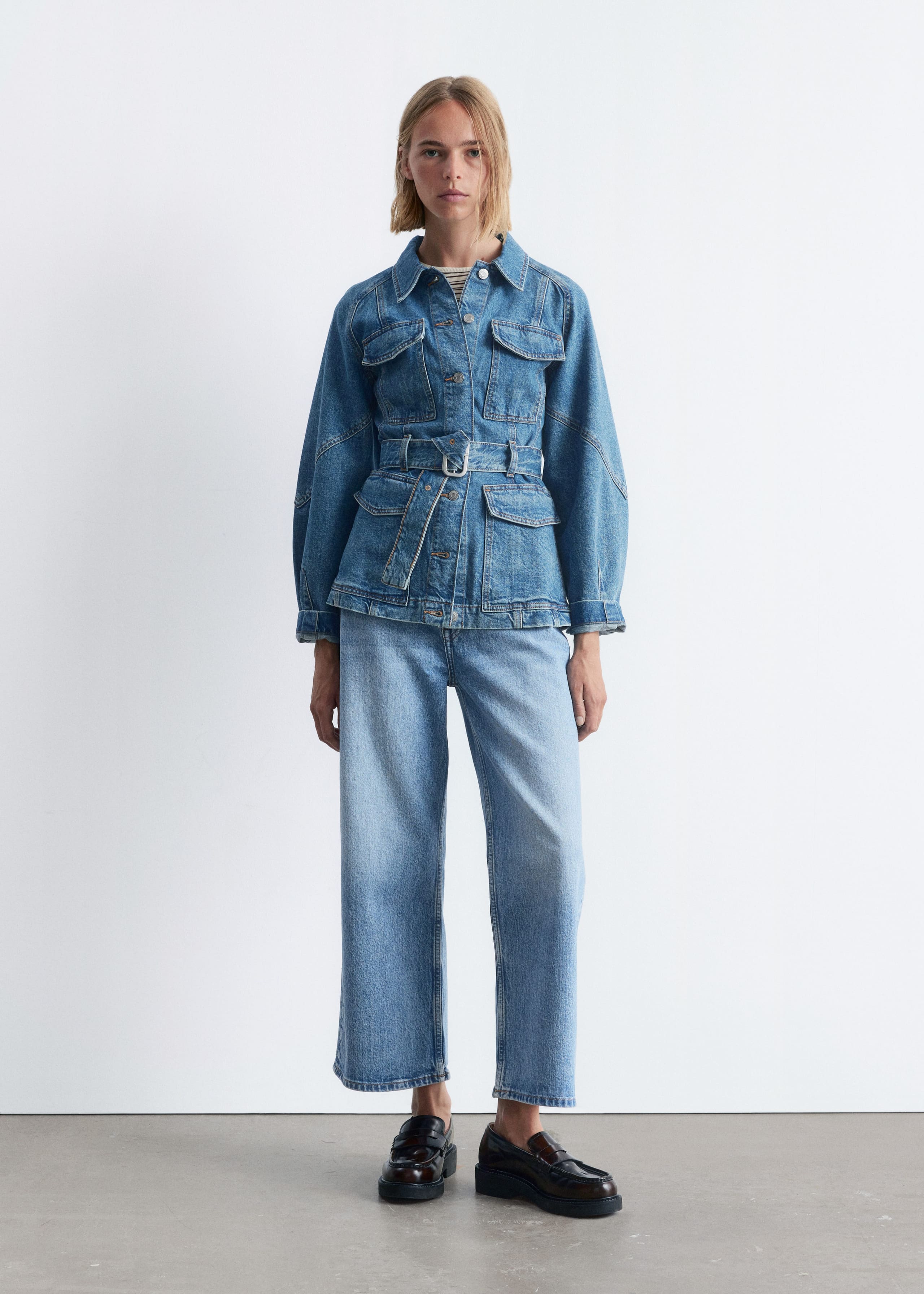 Image of Belted Denim Jacket