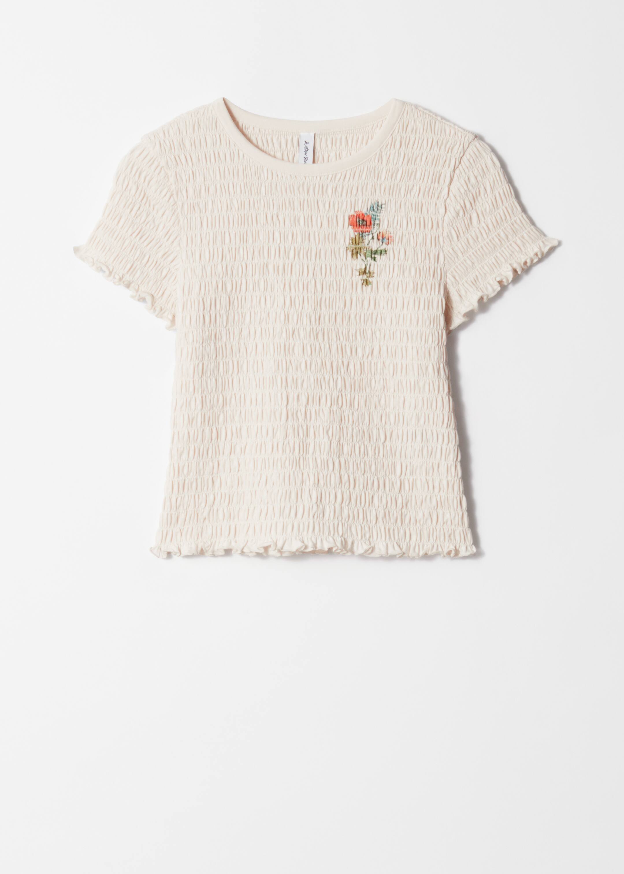 Vis større bilde: T-skjorte i vaffelsøm - Hvit/blomstertrykk - DAME | H&M NO 5