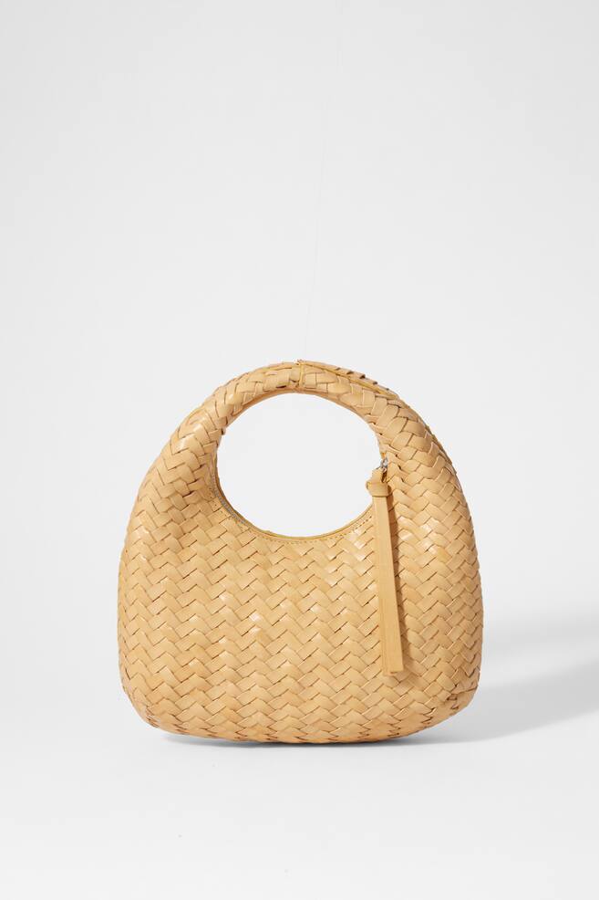 Small Braided-Leather Bag - Yellow - 1