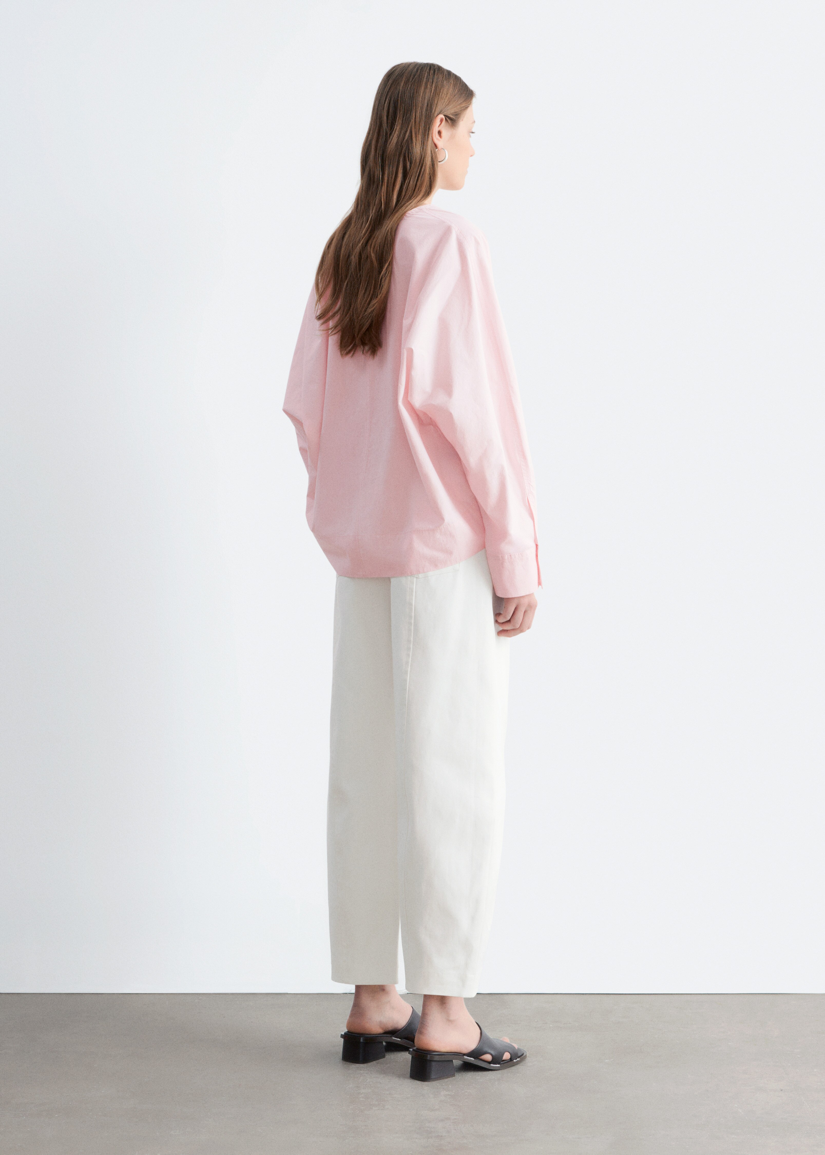 Barrel-Leg Cotton Twill Trousers
