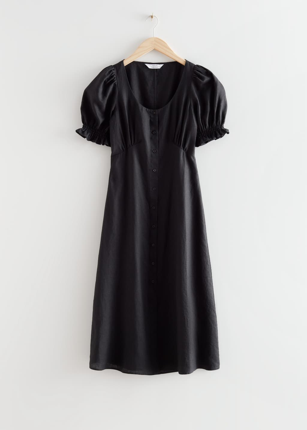 Button Up Midi Dress - Black - Bodegón