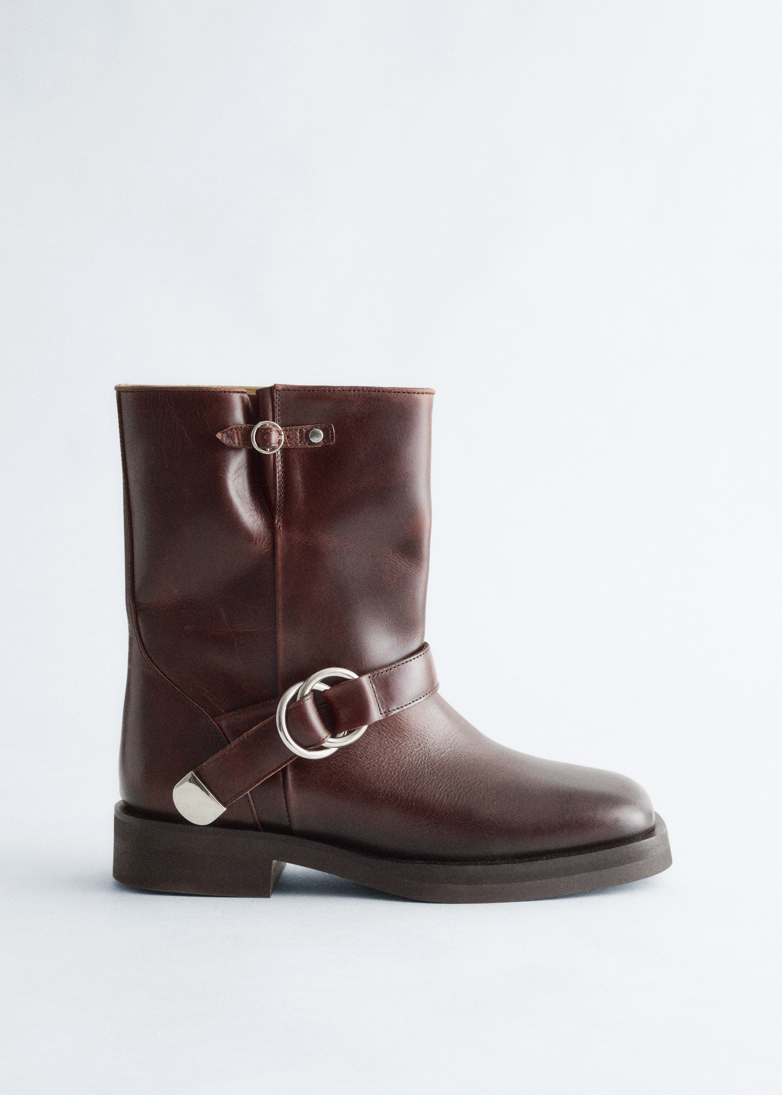 Bottes motard en cuir Marron Clair Other Stories FR