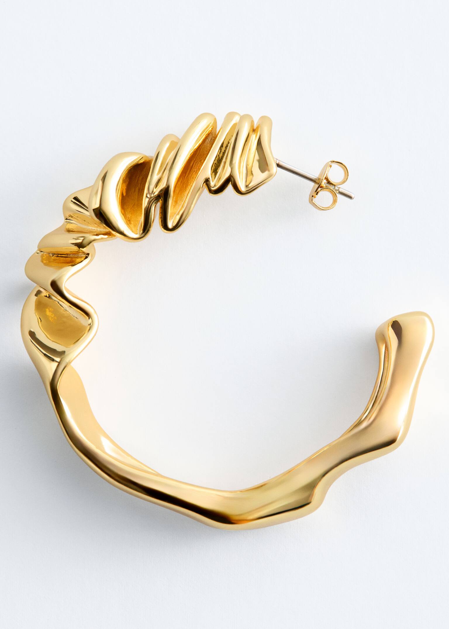Wrinkled-Look Hoop Earrings - Gold - 3