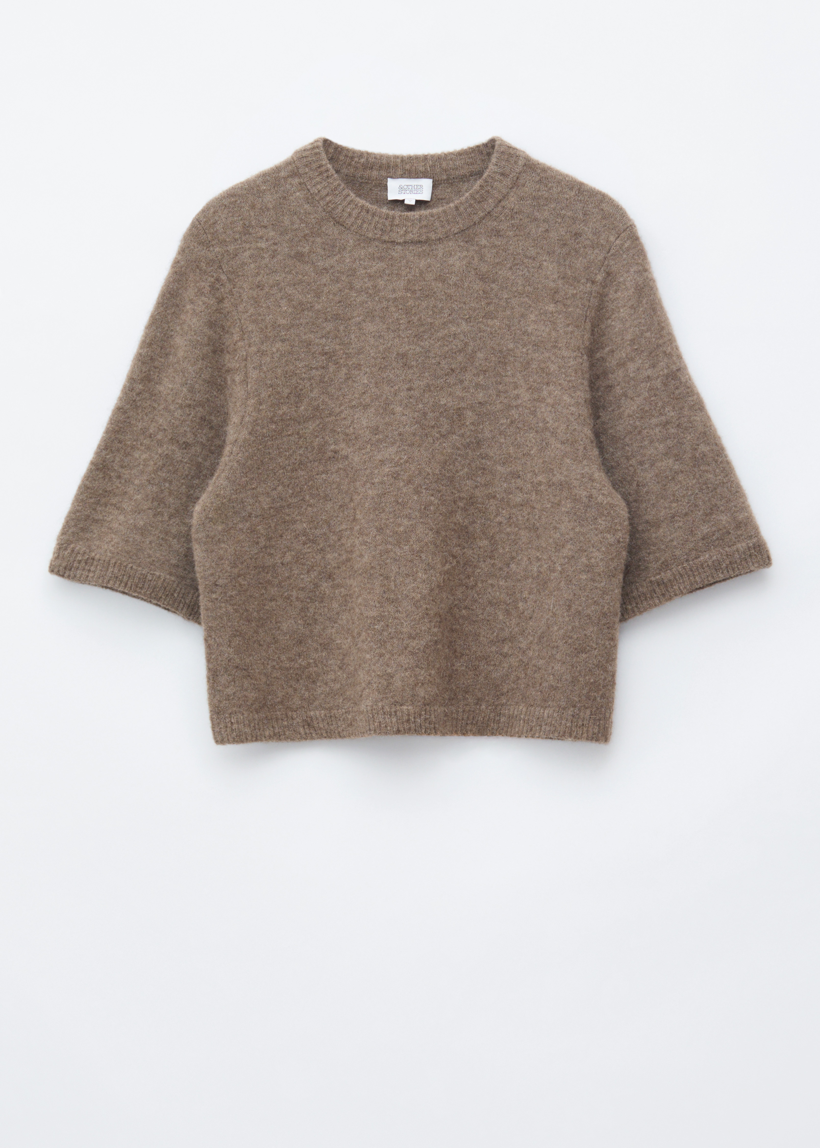Tricou tricotat din amestec cu alpaca - Taupe/Galben-verzui/Burgundiu/Roz