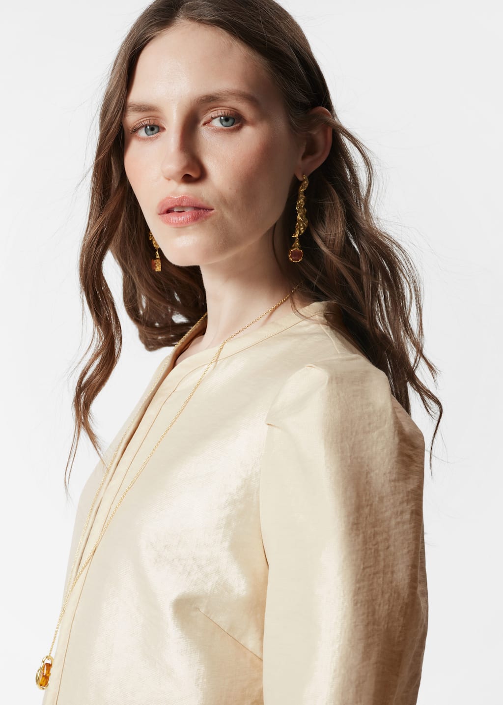 Cropped Blouse - Beige - Lookbook