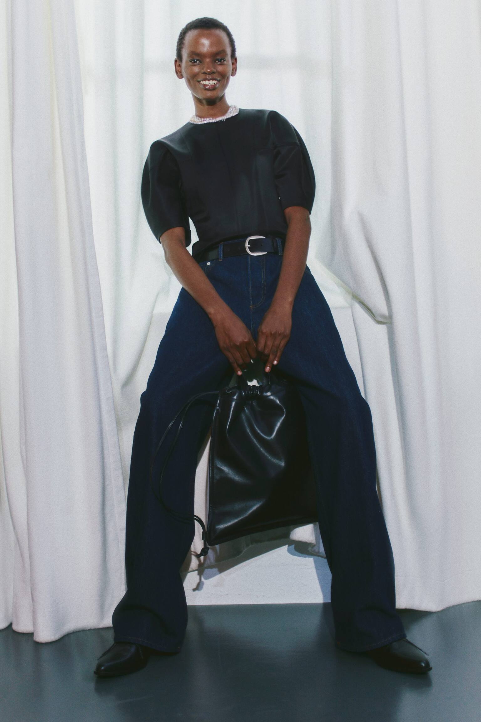 Satin Puff-Sleeve Top - 4