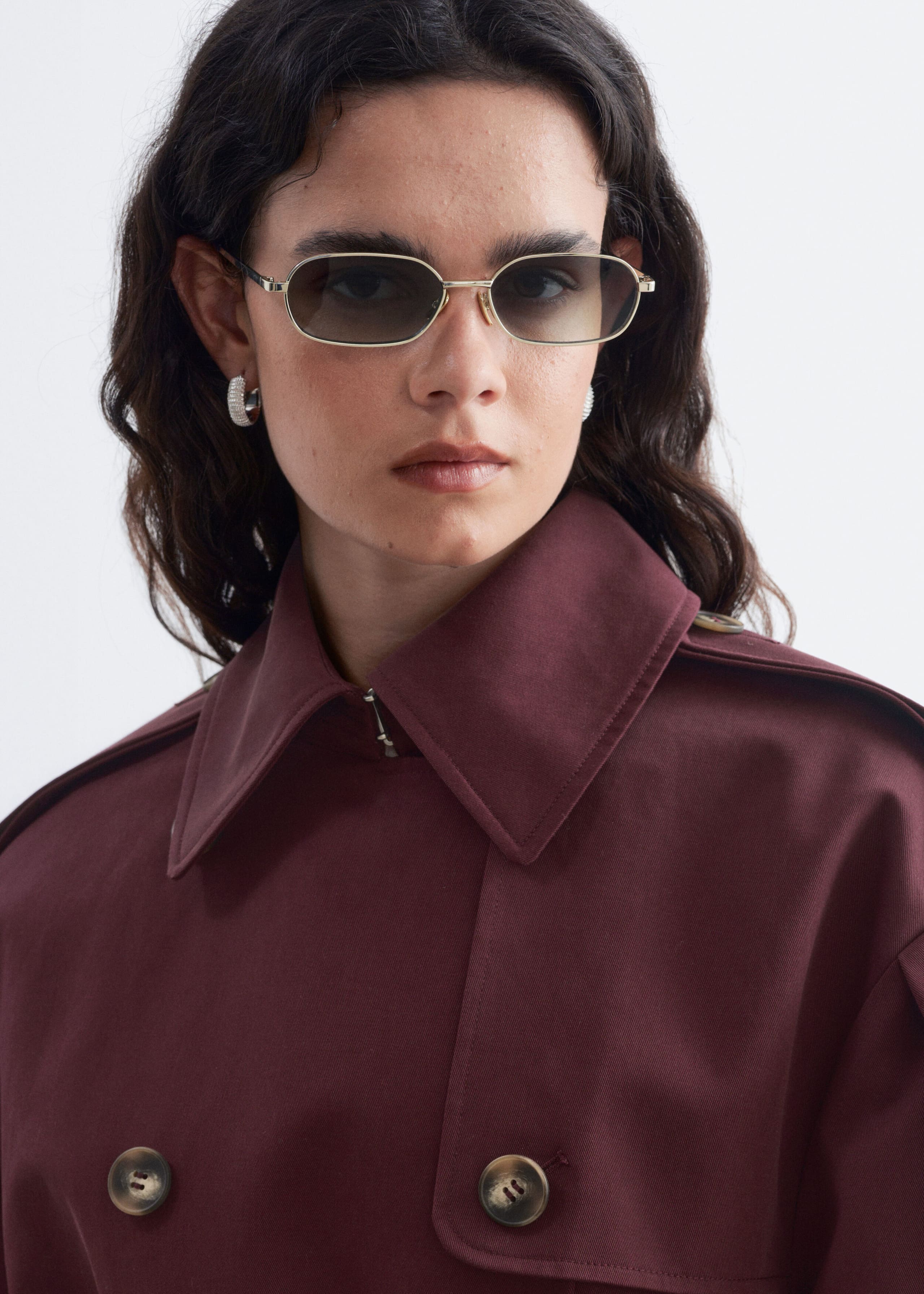 Short Trench Coat - Burgundy - Lookbook
