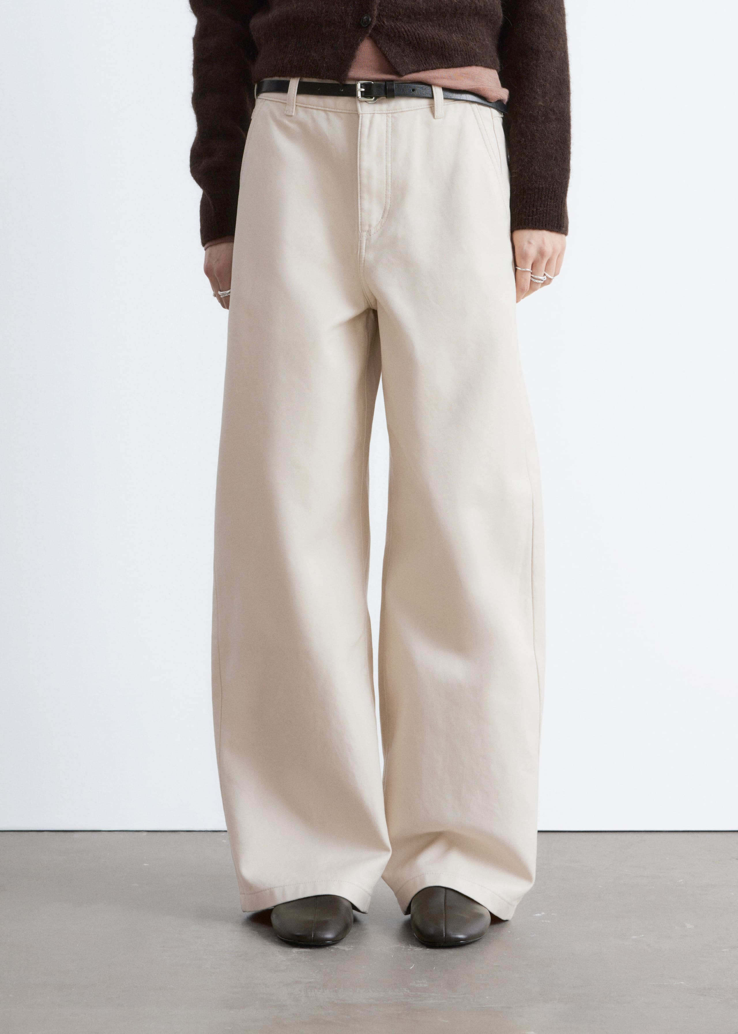 Wide-Leg Cotton Trousers - Rust Brown - Lookbook