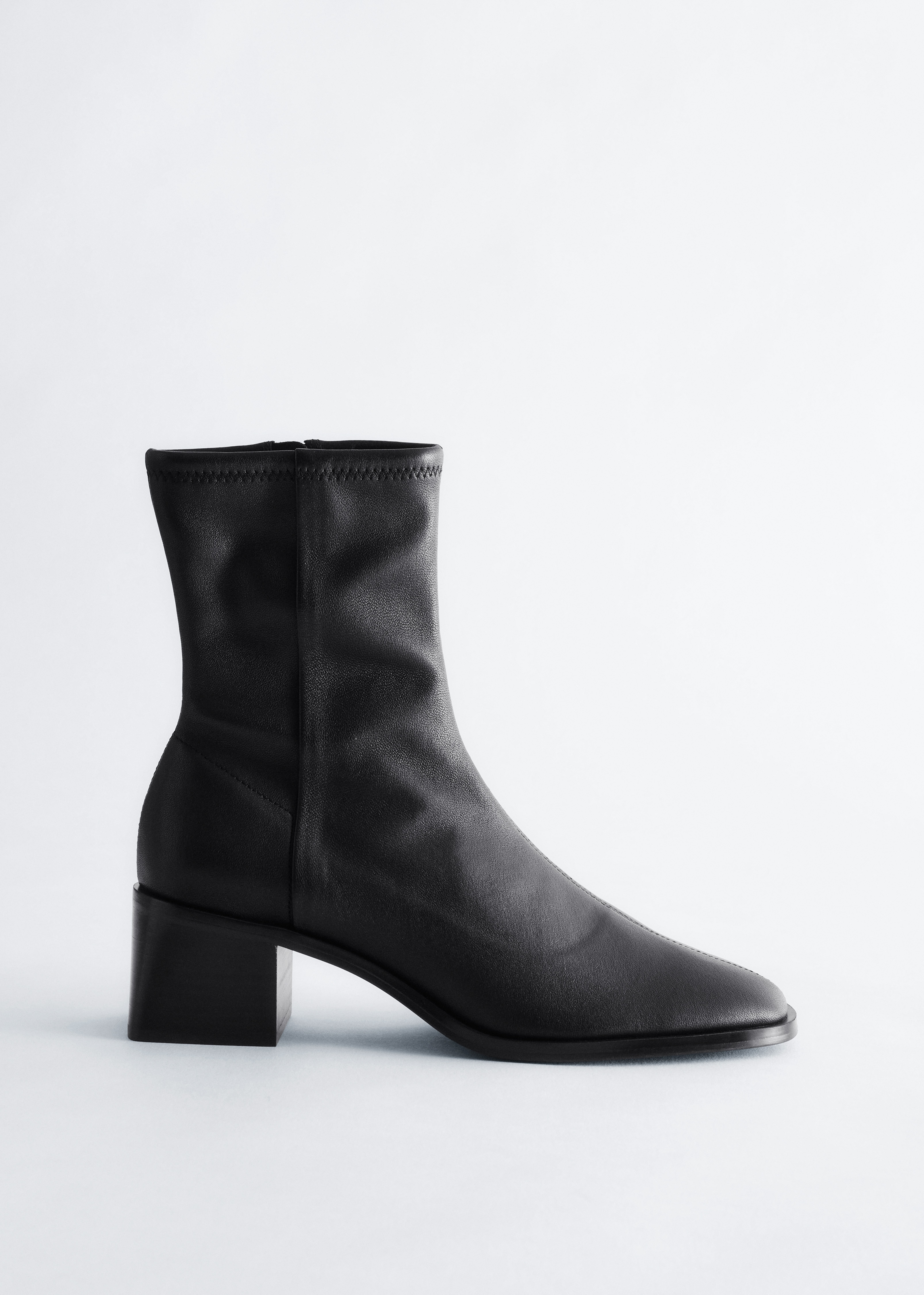Leather Sock Boots - Black/Cognac
