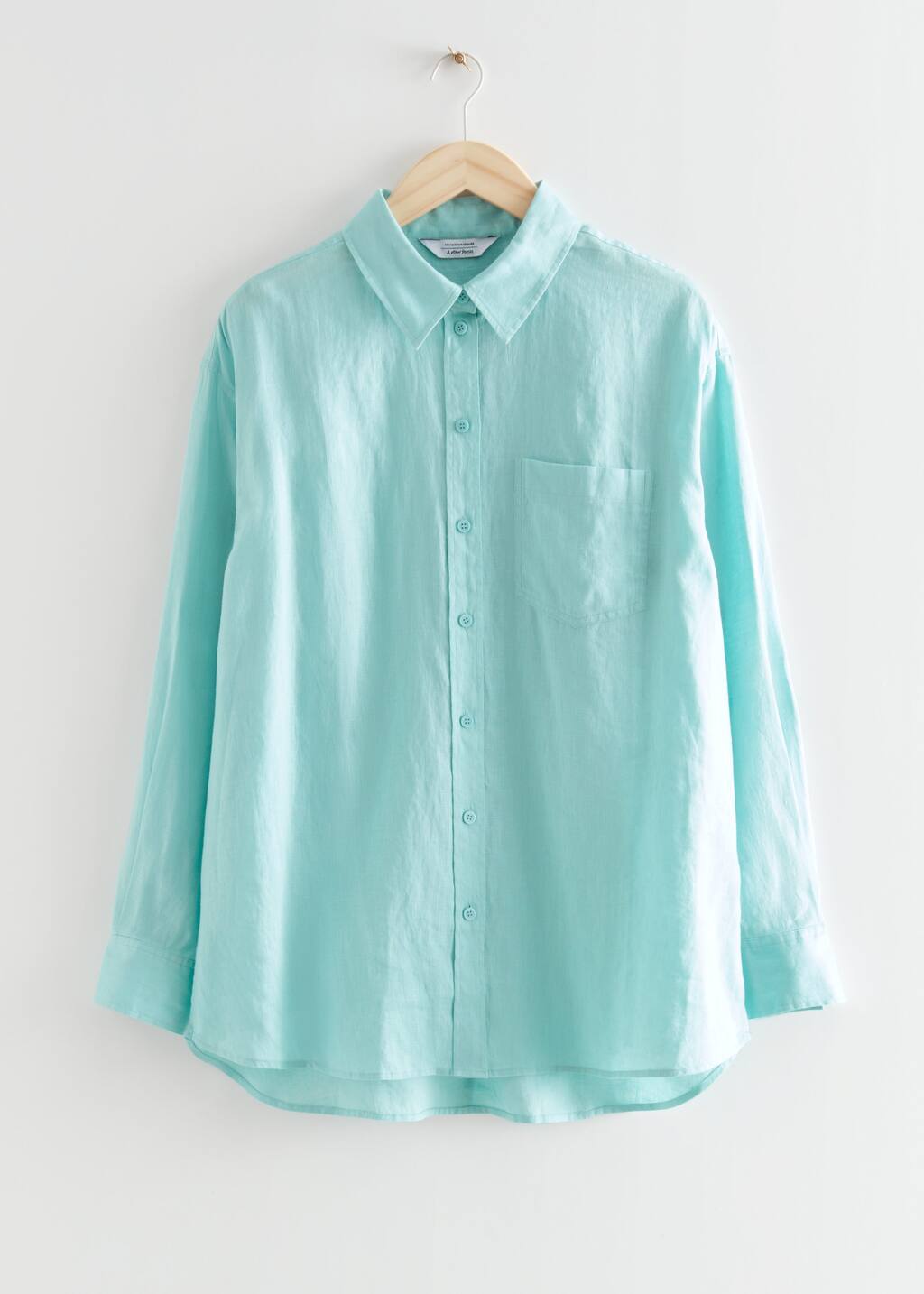 Oversized Linen Shirt - Light Turquoise - Still Life