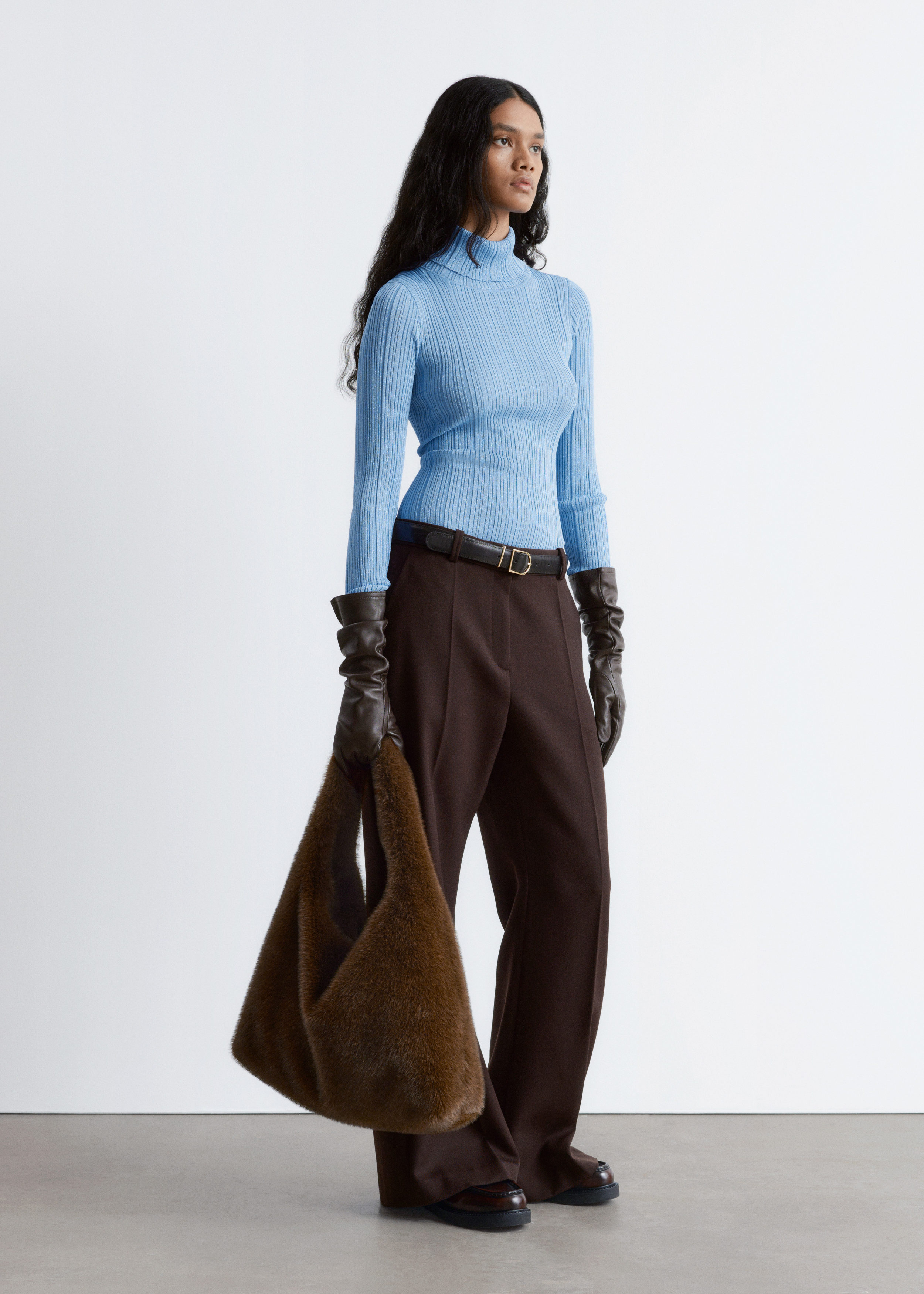 Rib-Knit Lurex Turtleneck - Light Blue - & Other Stories US