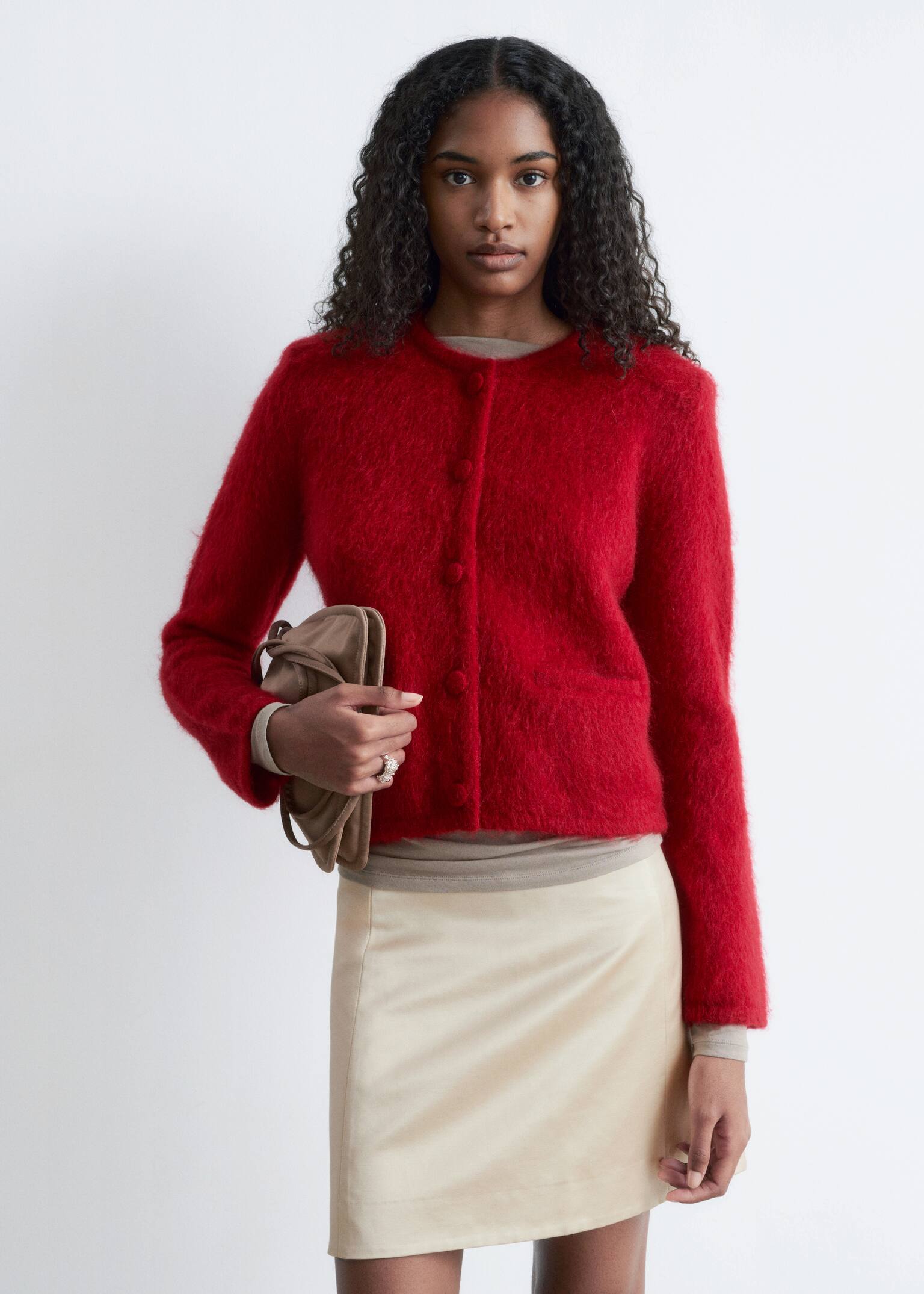 Brushed Mohair-Blend Cardigan - Red - 5