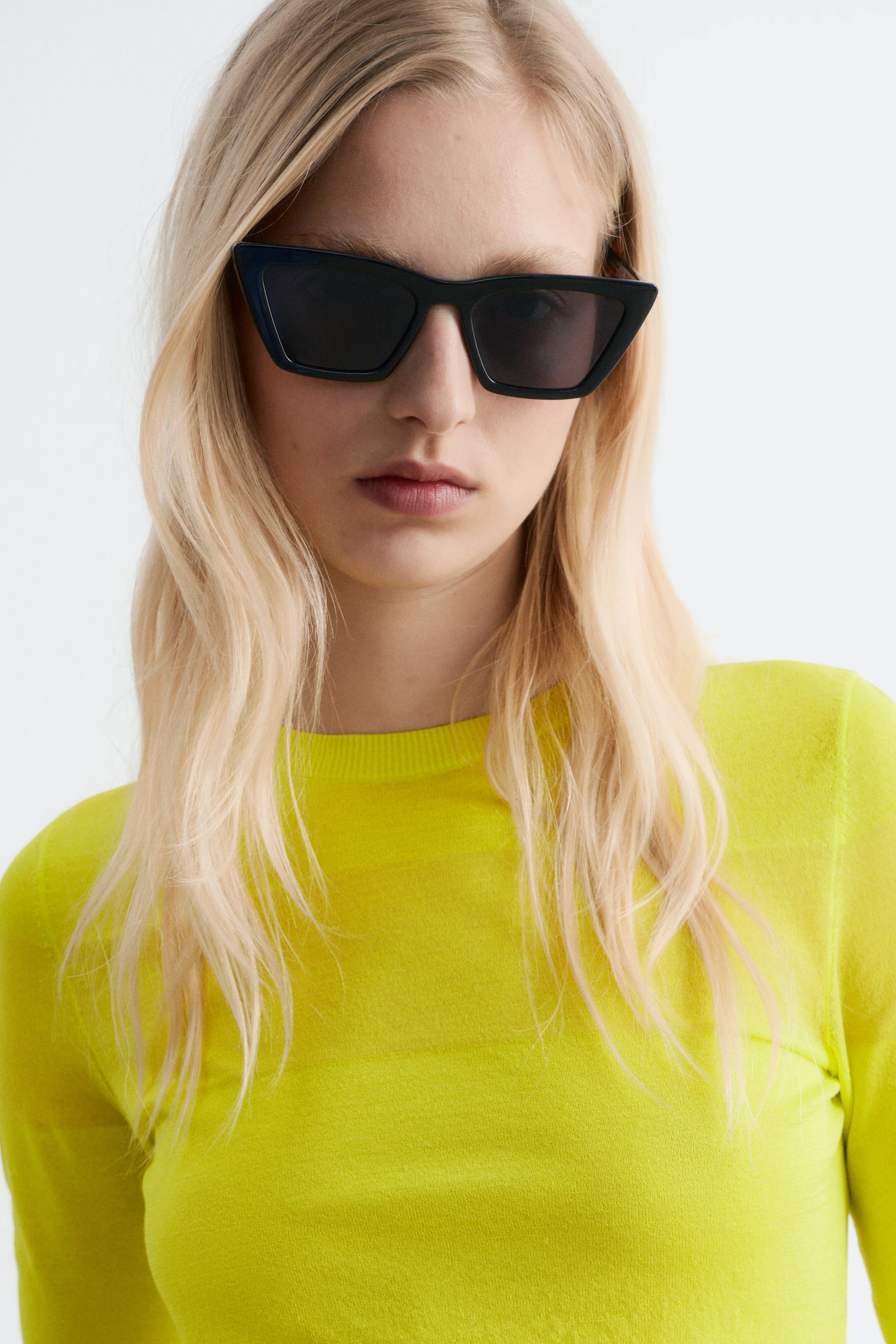 T-shirt en mailles fines - Jaune vif/Beige/Turquoise - 4