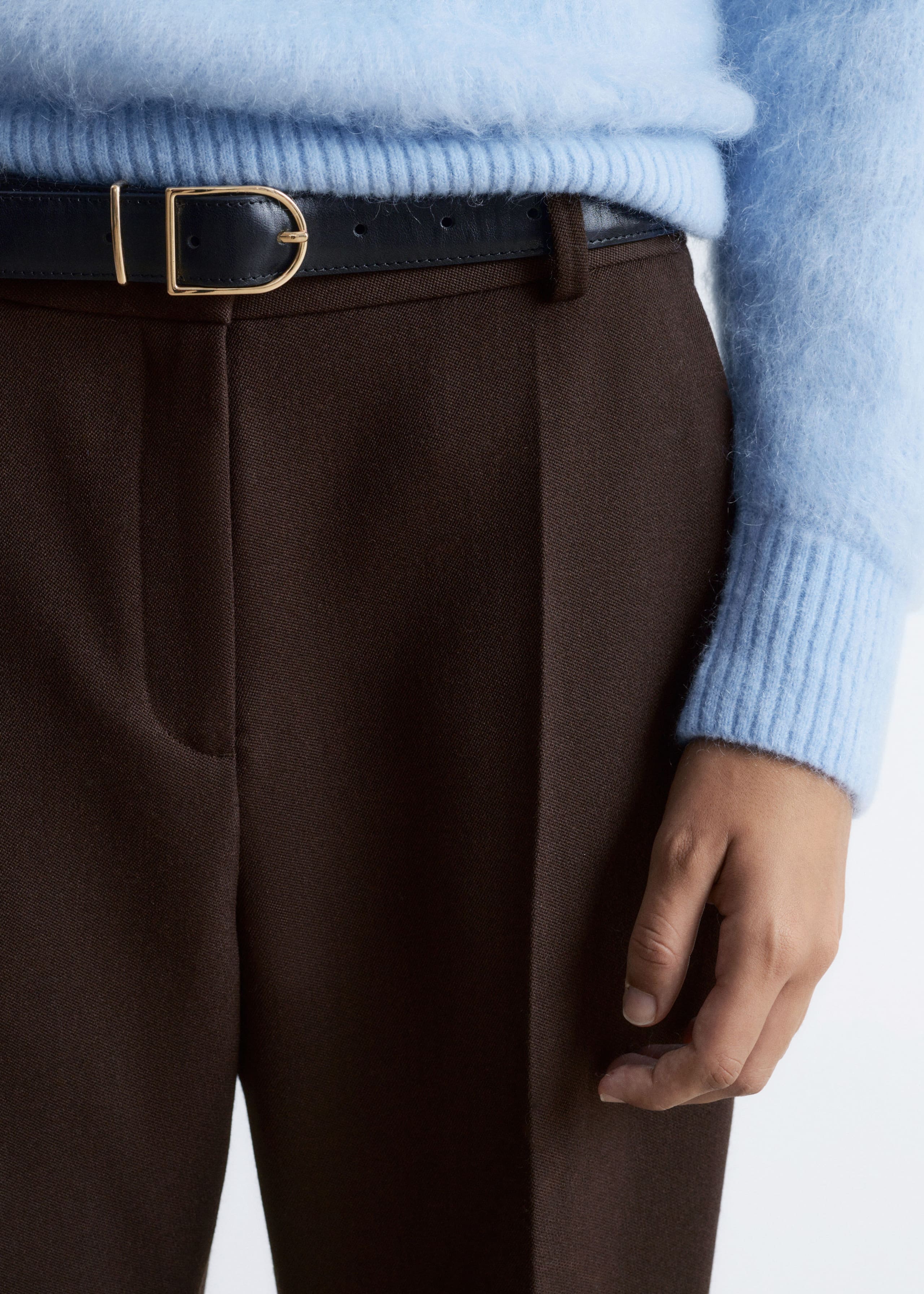 Image of Flared Press-Crease Wool Trousers