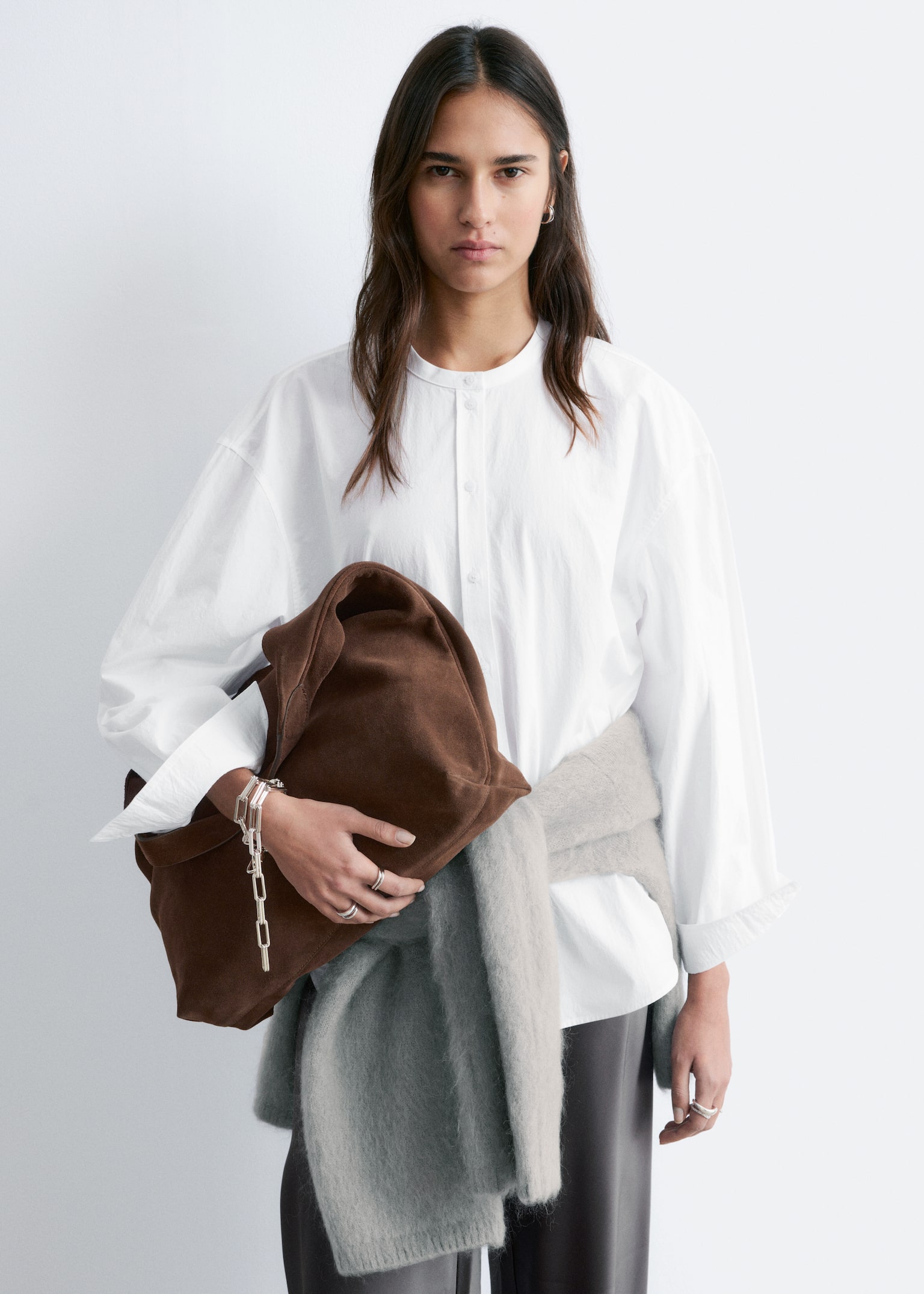 Chemise oversize en coton - Blanc/Noir à carreaux/Bleu/À carreaux - 1