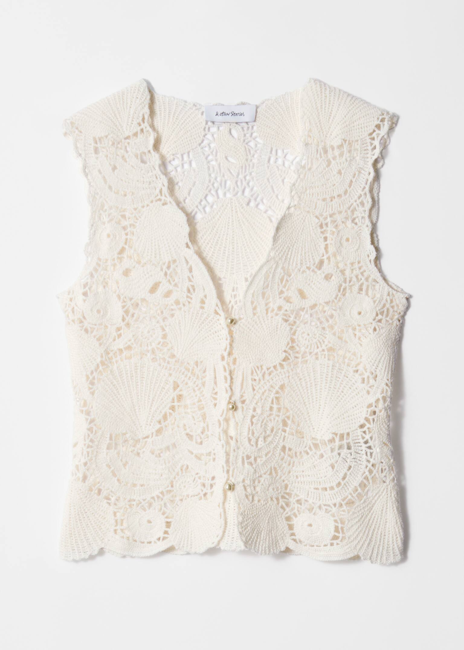 Top vestă croșetat - Alb - 2