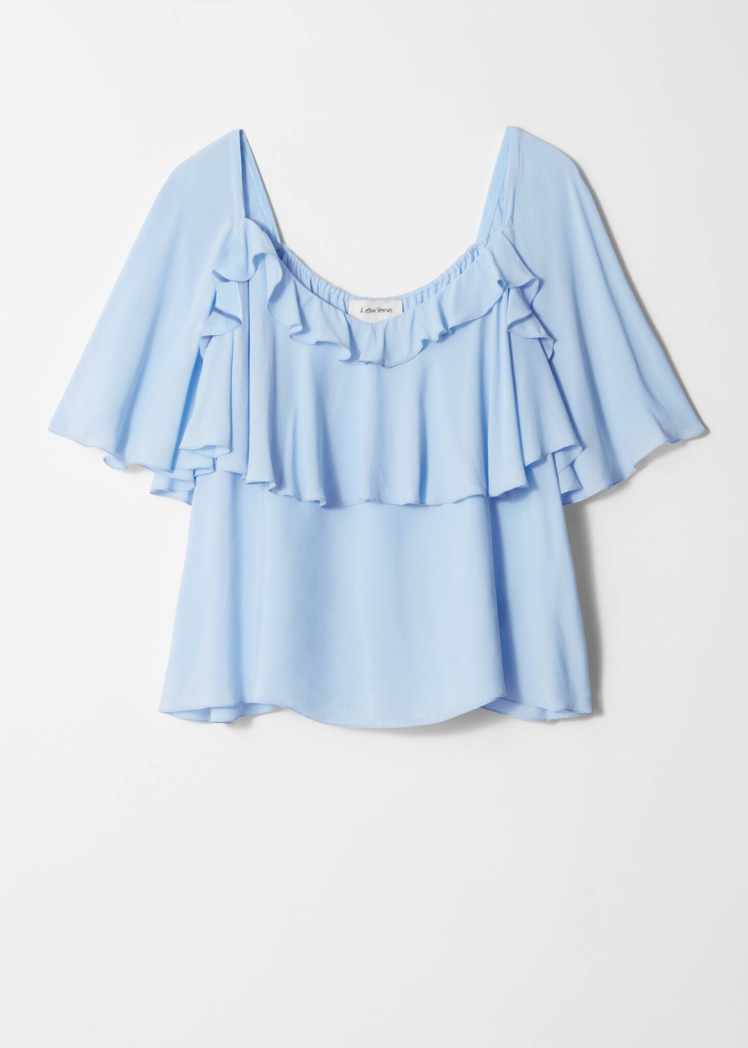 Bluză cu volane - Albastru deschis/Roșu închis - 2