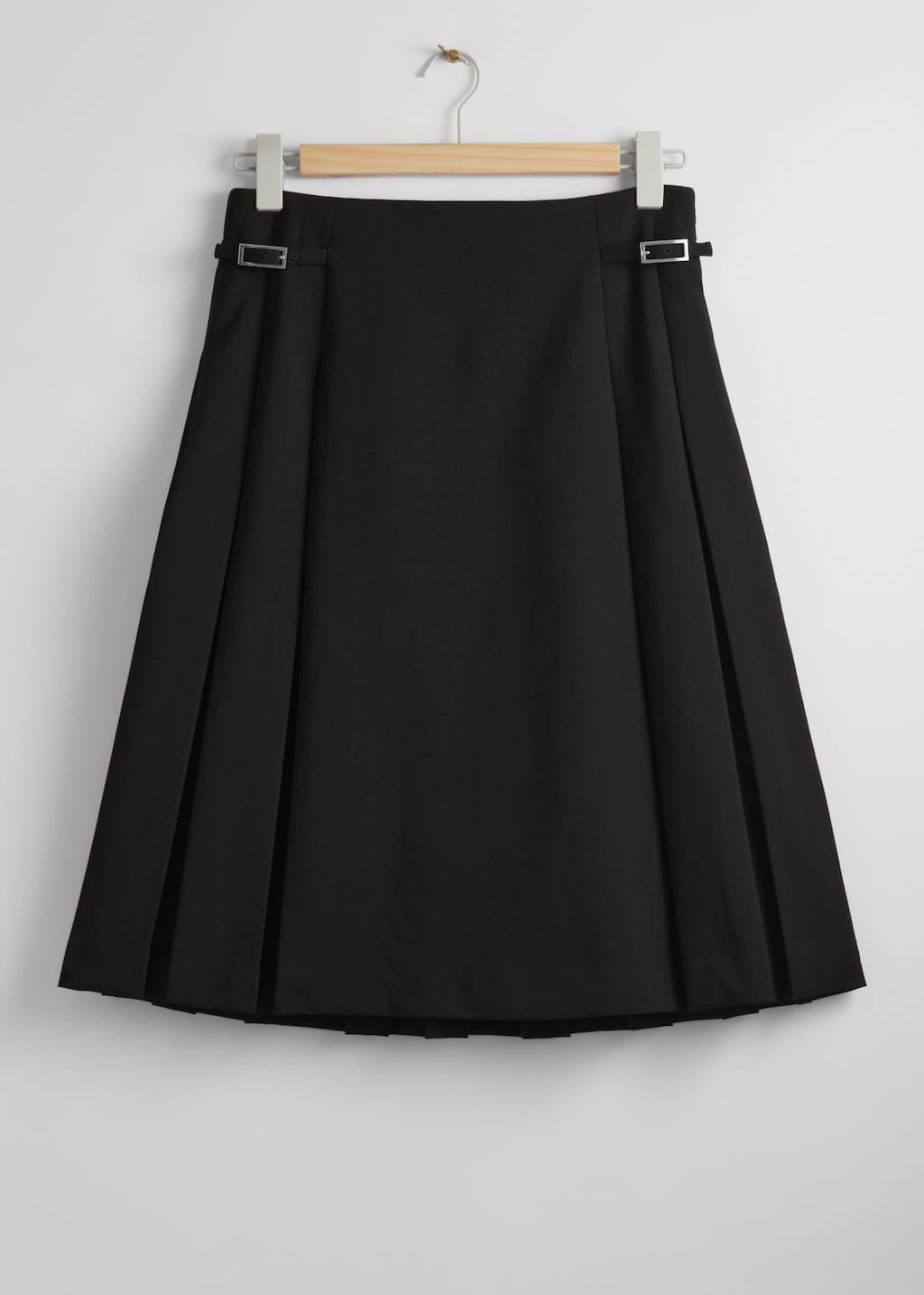 Falda midi plisada - Negro - Bodegón