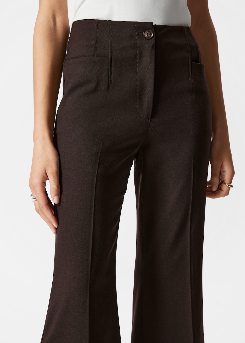 Image of Flared Press-Crease Trousers