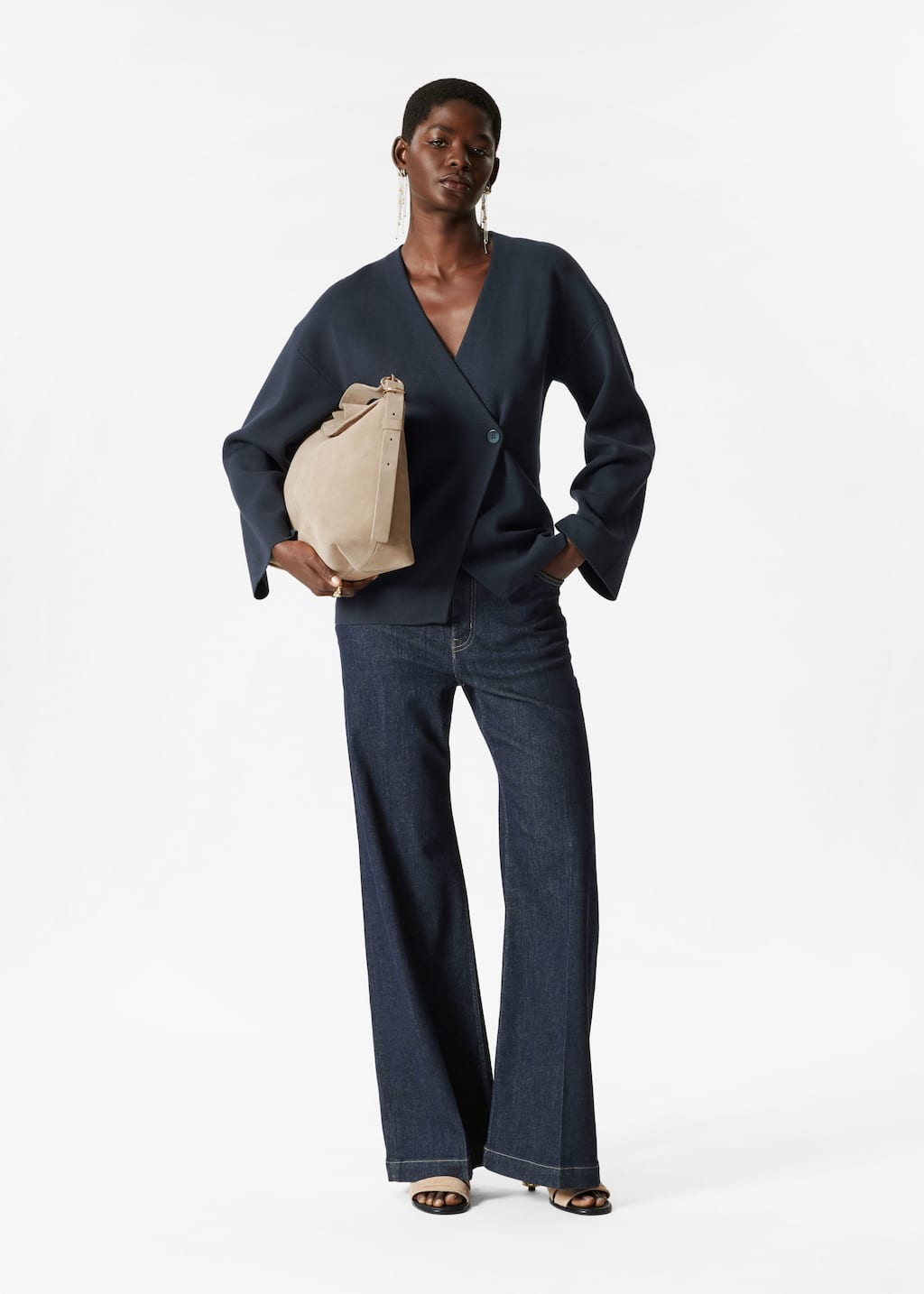 Asymmetric Cardigan - Navy - Lookbook