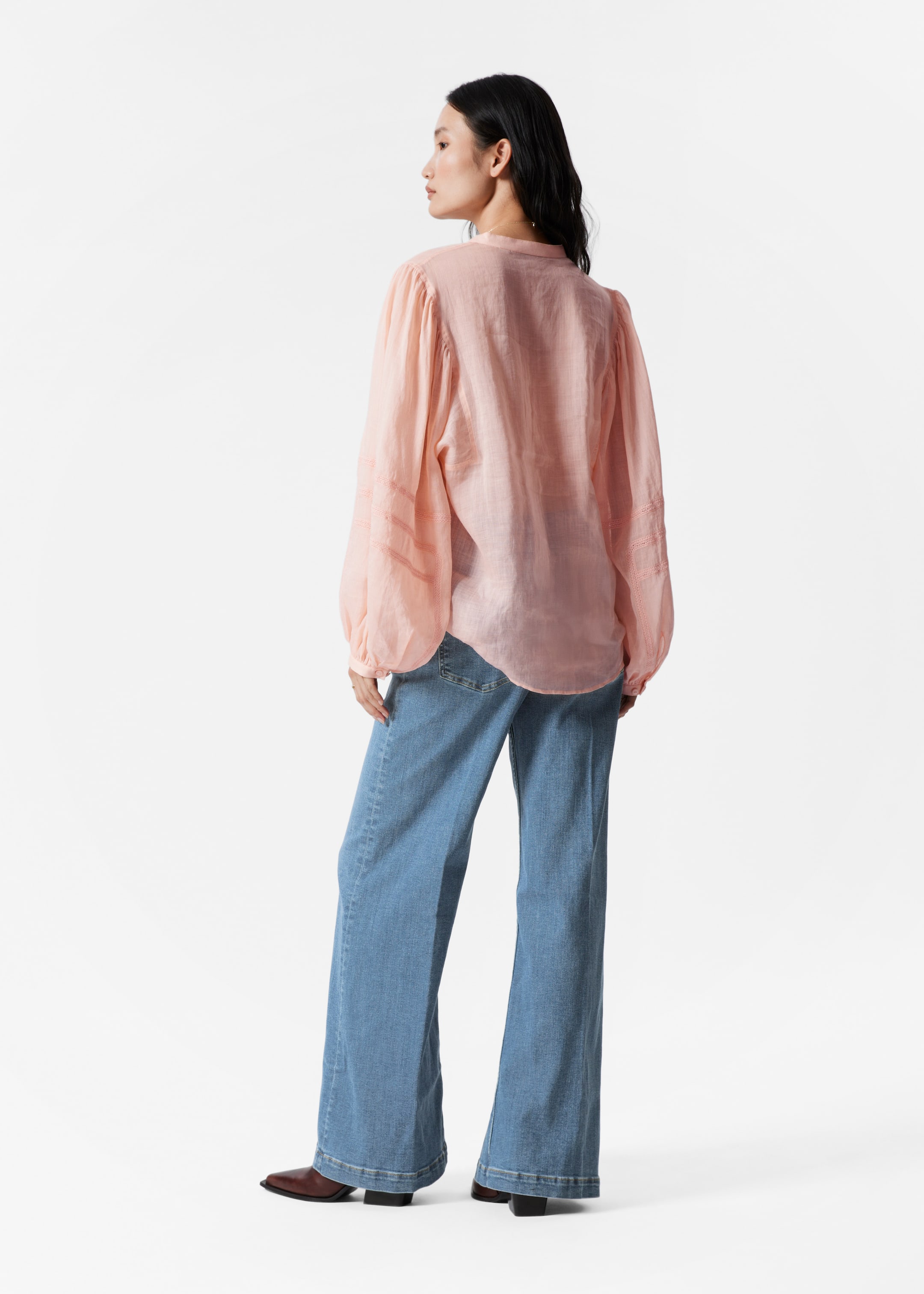 Zobacz większy obraz: Bluzka z obszernymi rękawami - Brzoskwiniowy - ONA | H&M PL 4