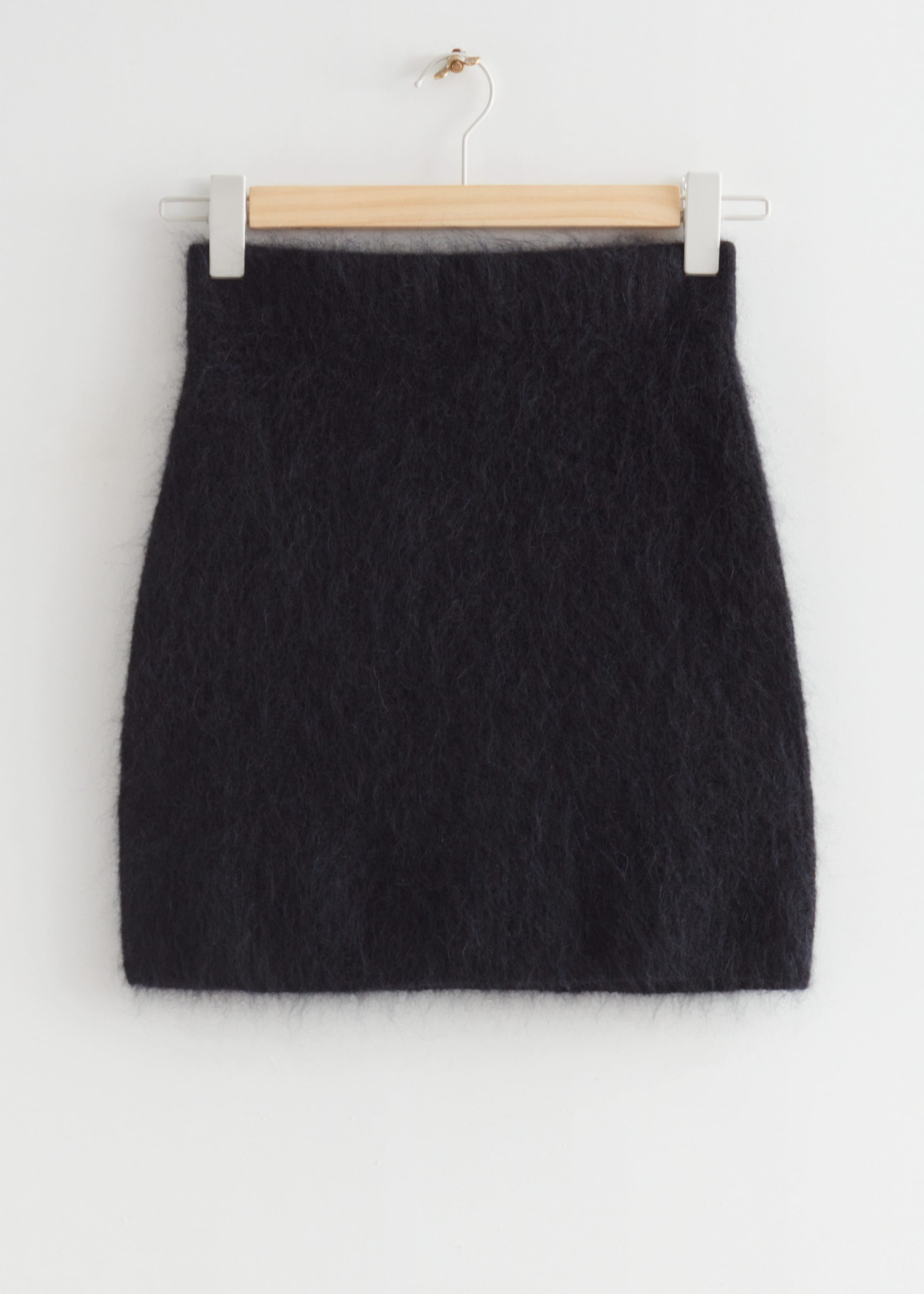 Mohair Knitted Mini Skirt - Black - Still Life