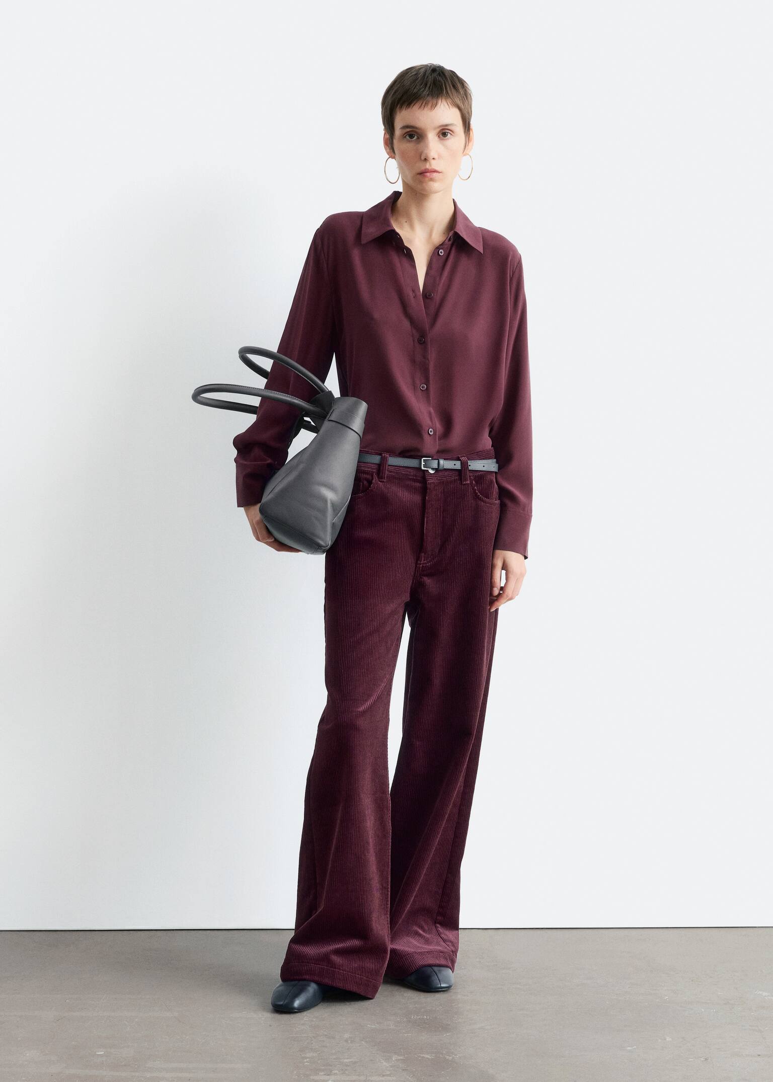Silk Shirt - Dark Red/Khaki Brown/Dark Brown/Black - 3