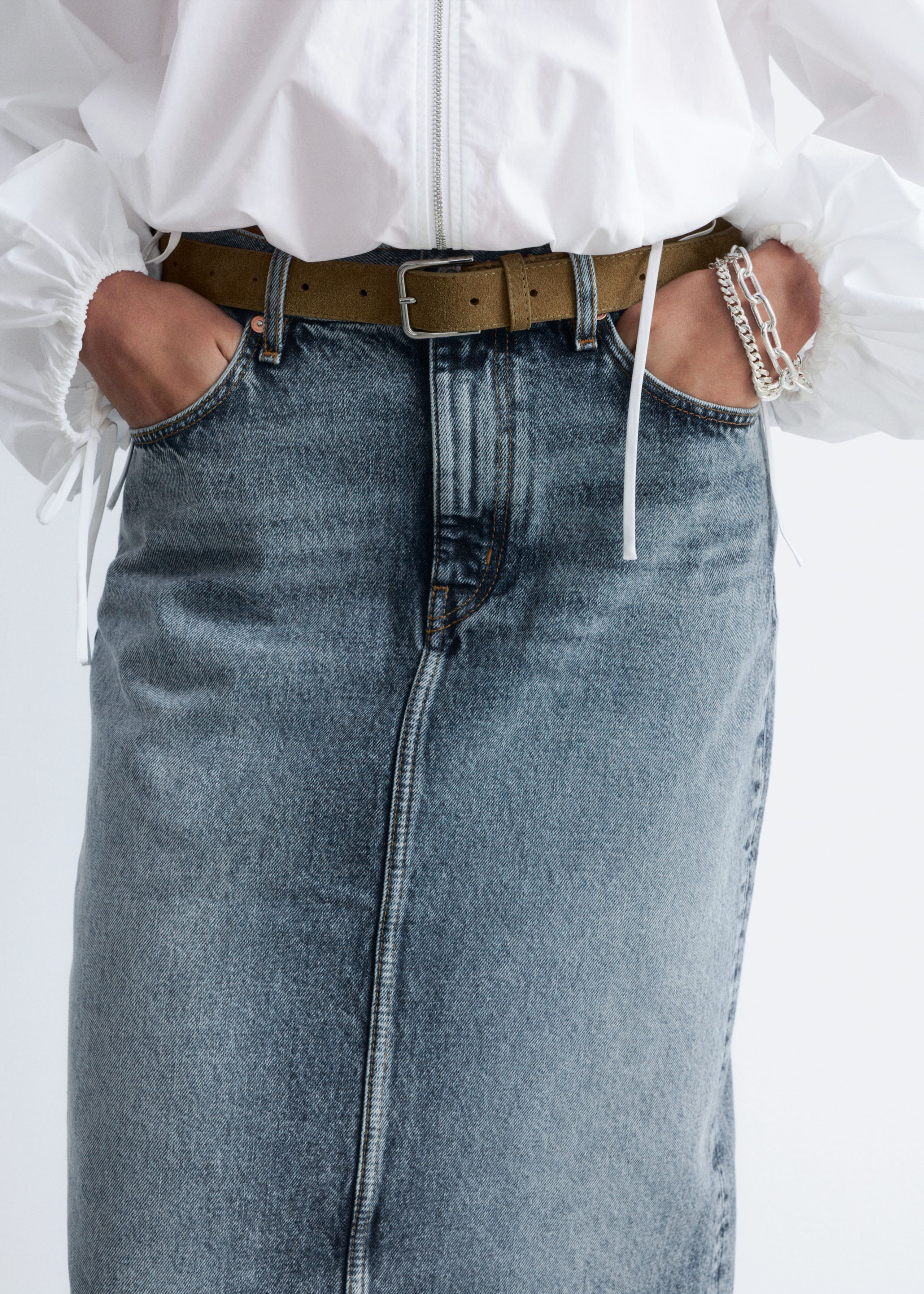 Image of Denim Midi Skirt