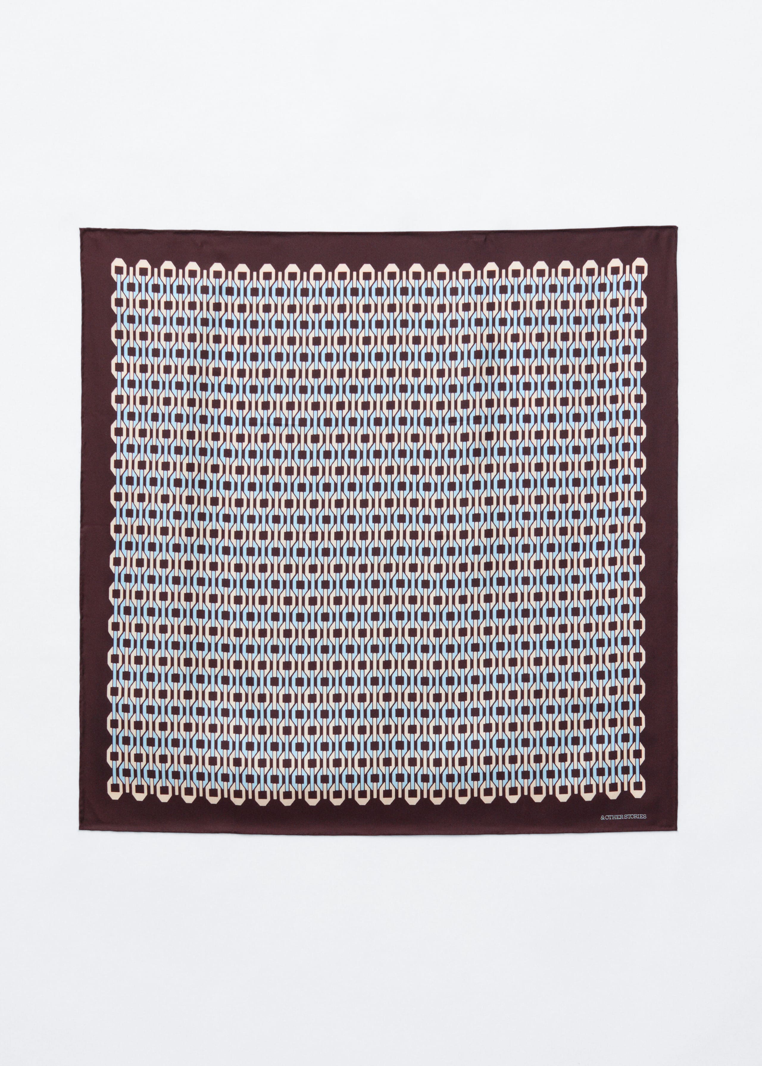 Printed Silk Scarf - Blue/Brown - Still Life