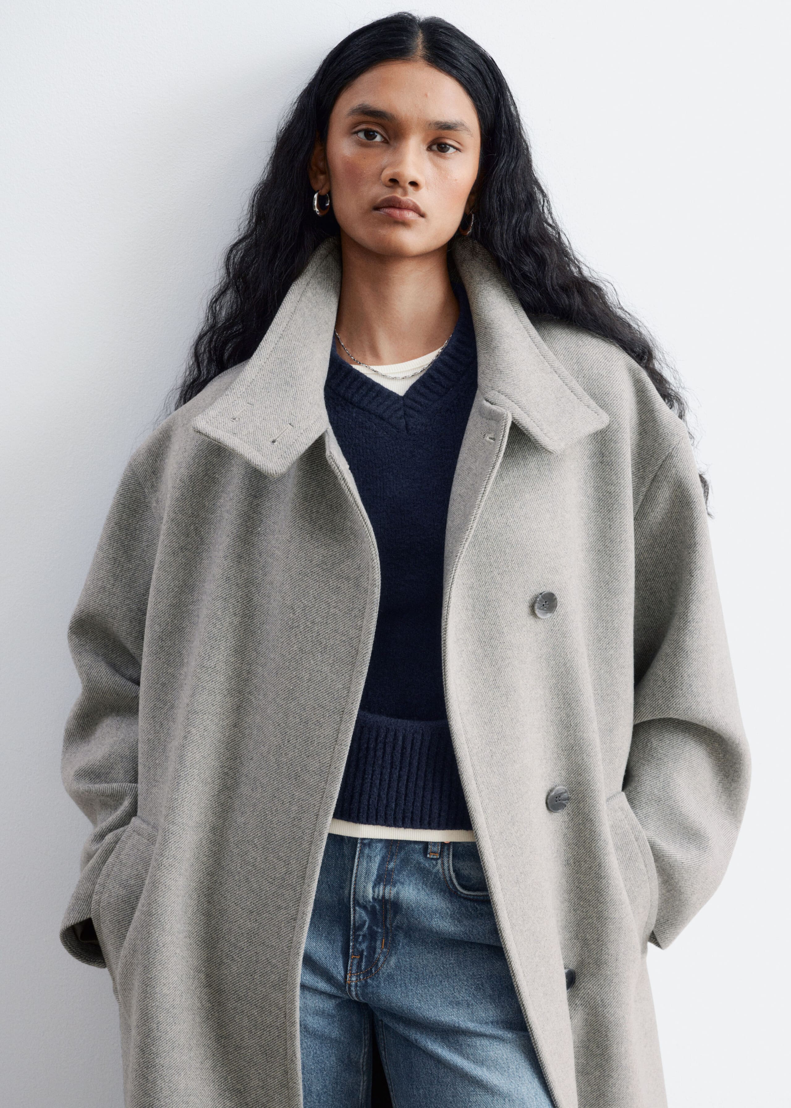 Oversized Coat - Light Grey - Lookbook