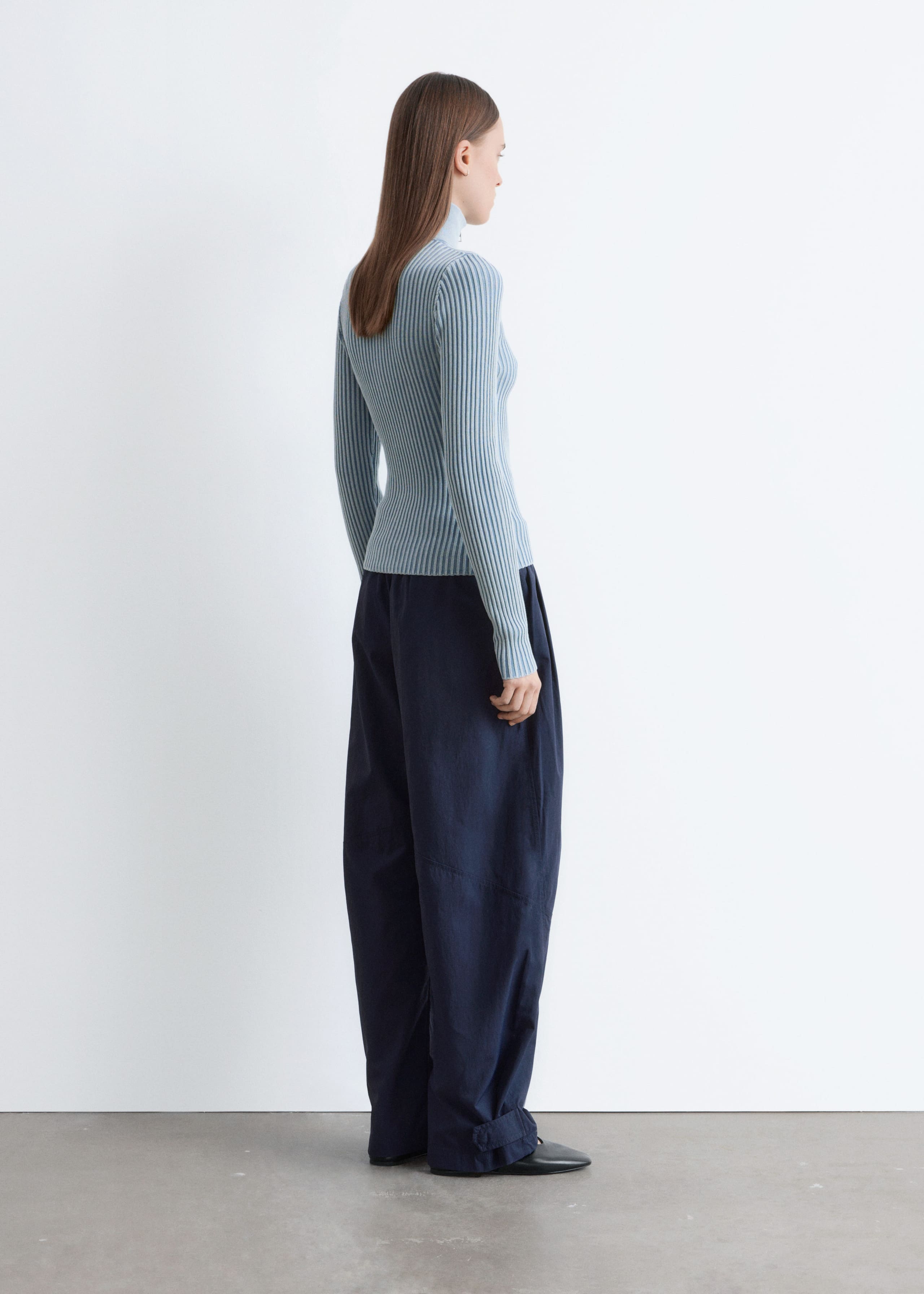 Utility Barrel-Leg Trousers - Dark Blue - Lookbook